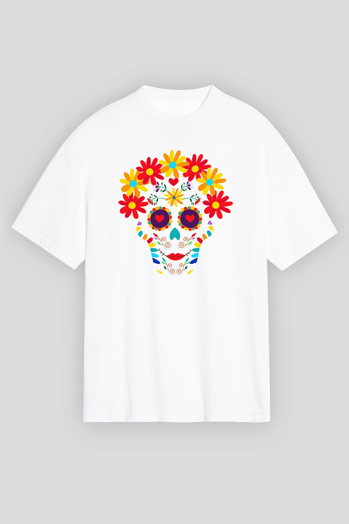 Day of the Dead Beyaz Unisex Oversize Tişört