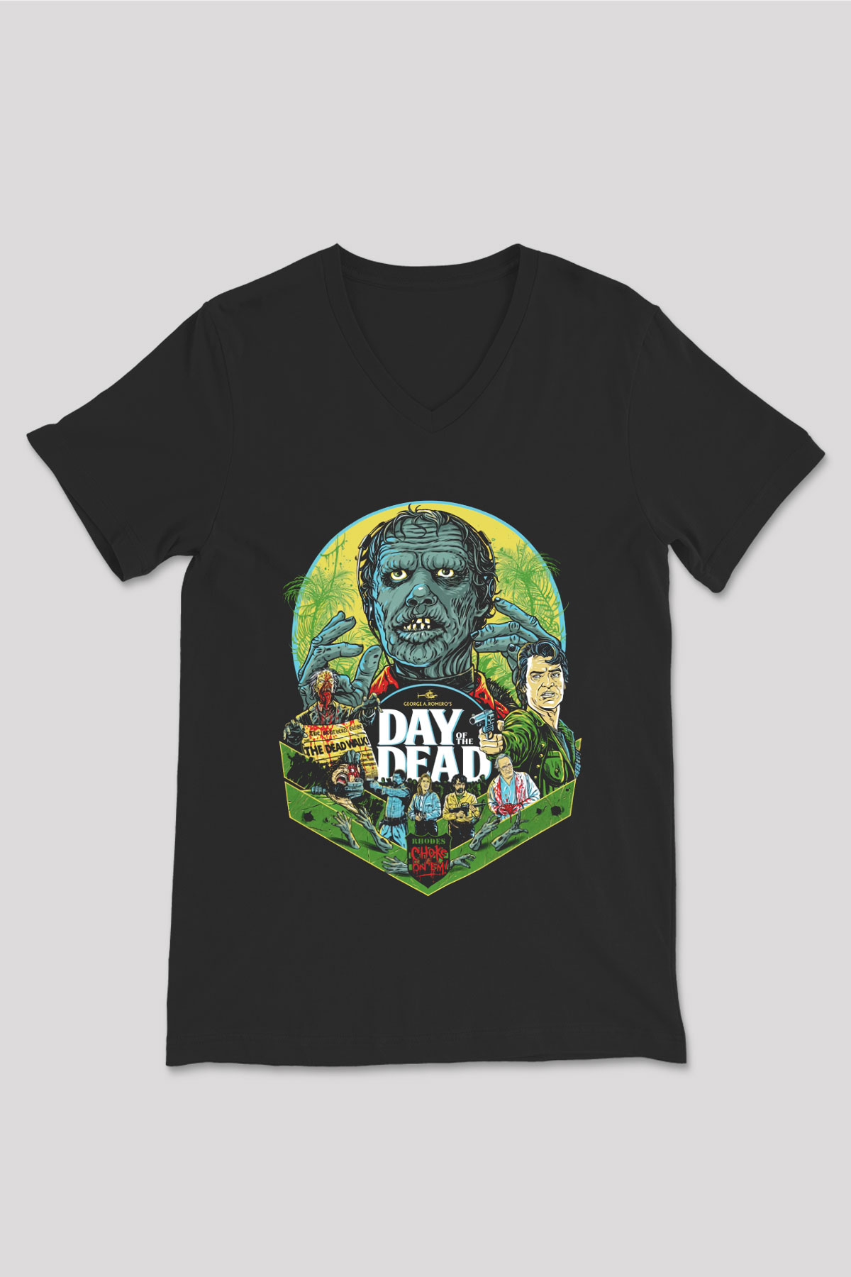 Day of the Dead Siyah Unisex V Yaka Tişört