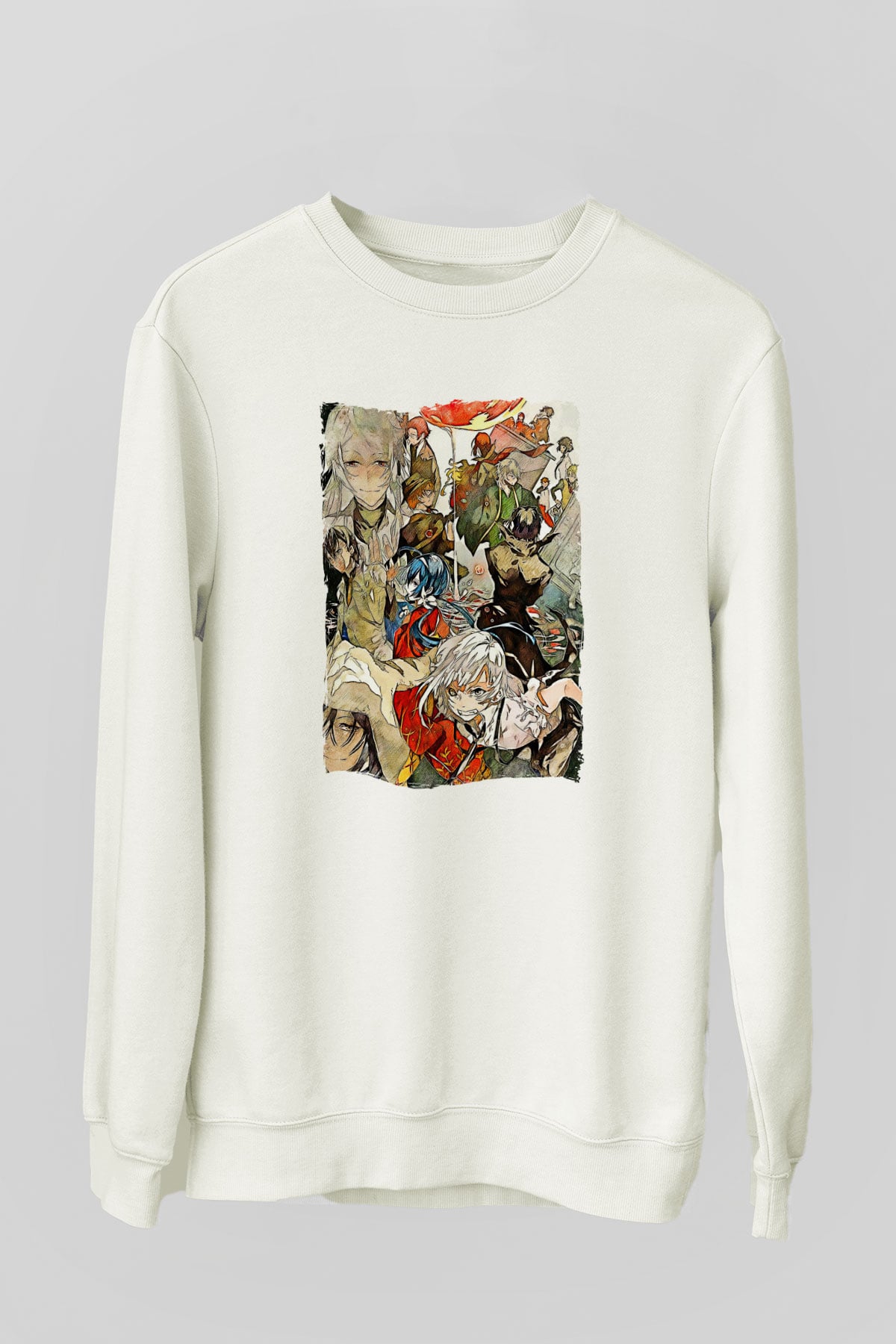 Dazai Baskılı Beyaz Unisex Sweatshirt