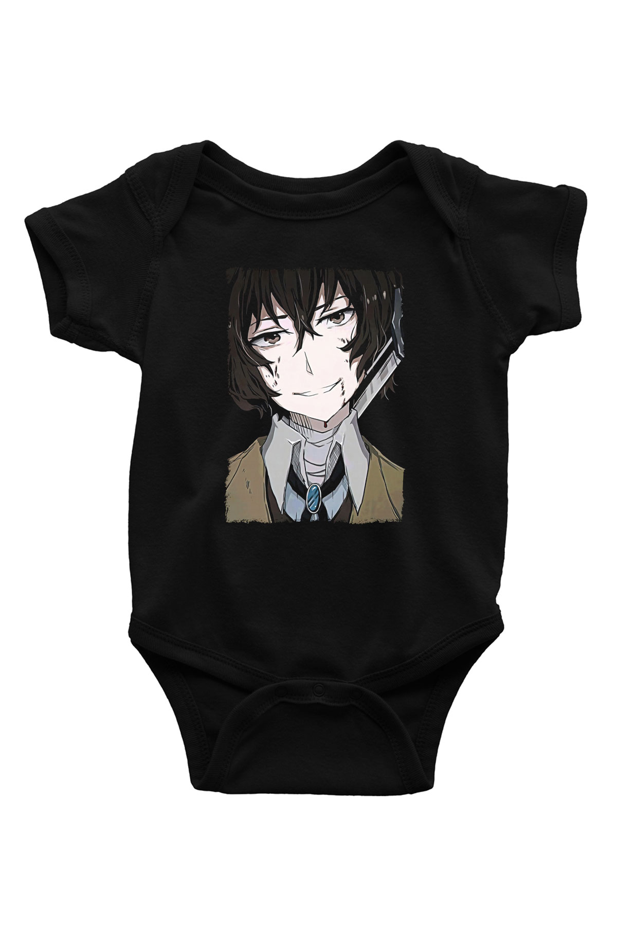 Dazai Baskılı Unisex Siyah Bebek Body - Zıbın