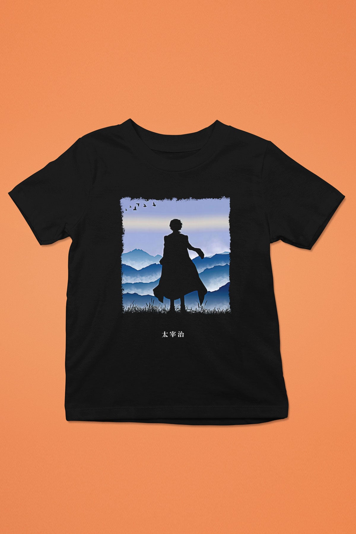 Dazai Baskılı Unisex Siyah Çocuk Tişört - Tshirt