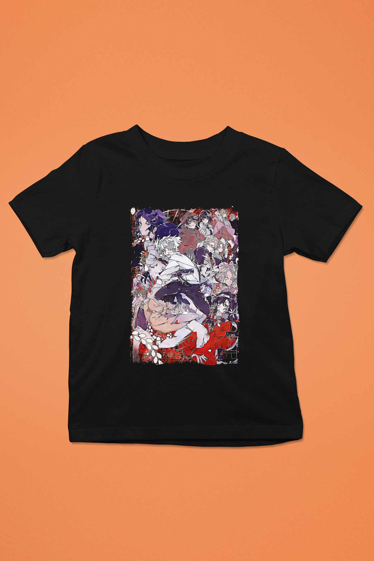 Dazai Baskılı Unisex Siyah Çocuk Tişört - Tshirt