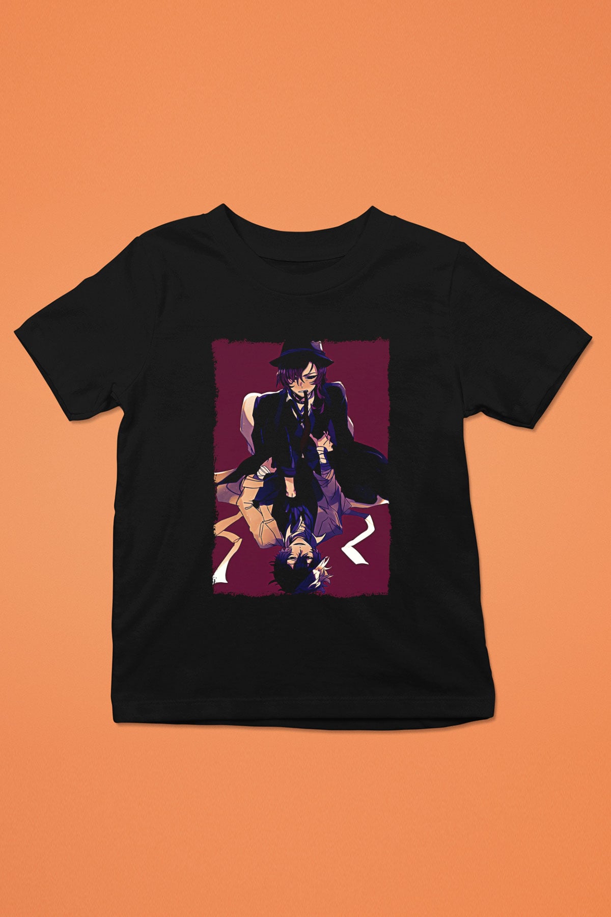 Dazai Baskılı Unisex Siyah Çocuk Tişört - Tshirt