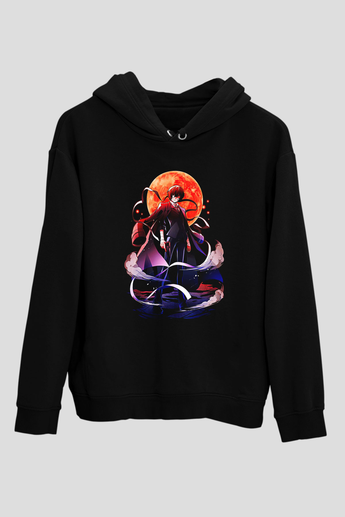 Dazai Baskılı Unisex Siyah Hoodie