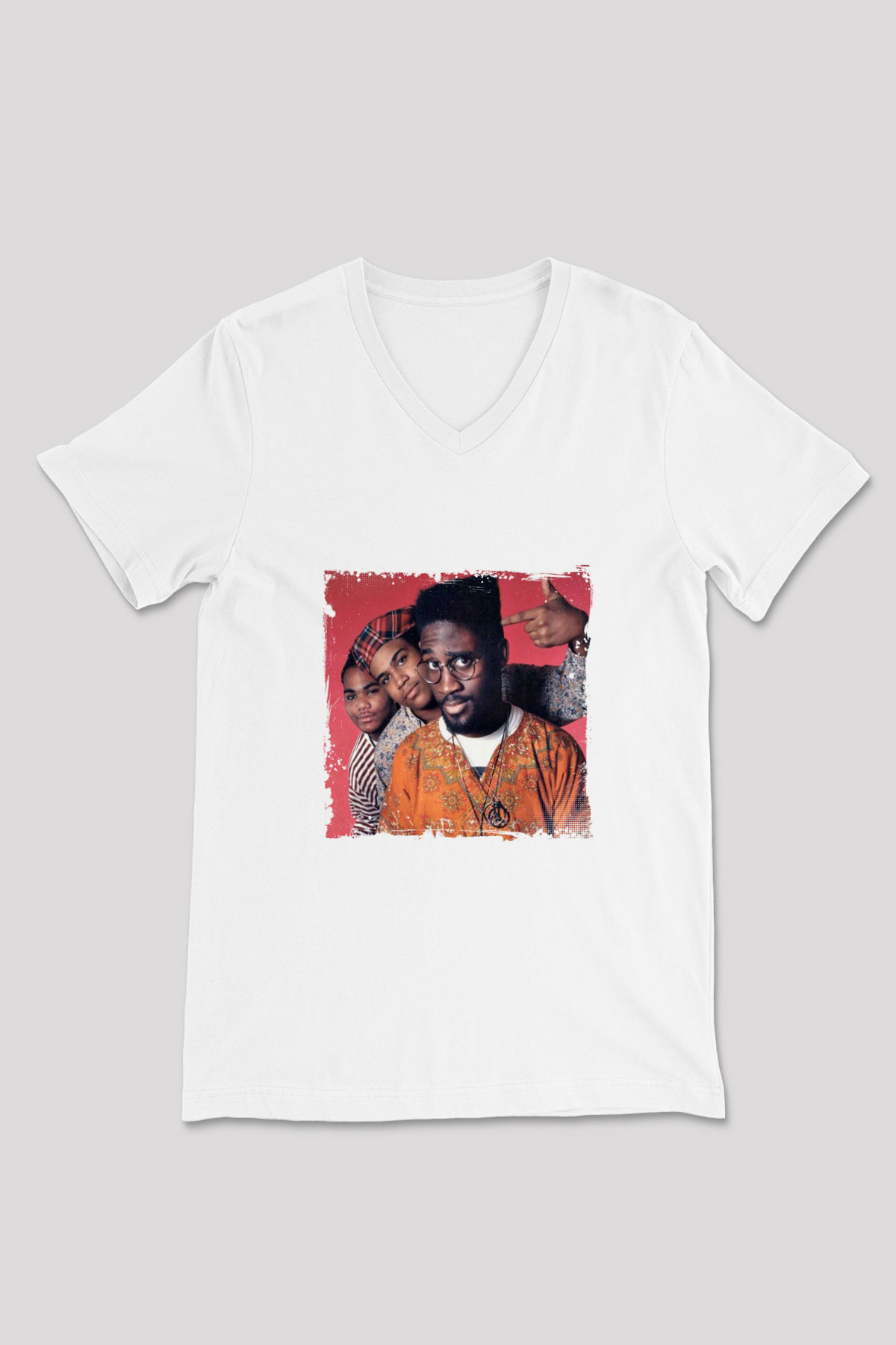 De La Soul Baskılı Beyaz V Yaka Unisex Tişört