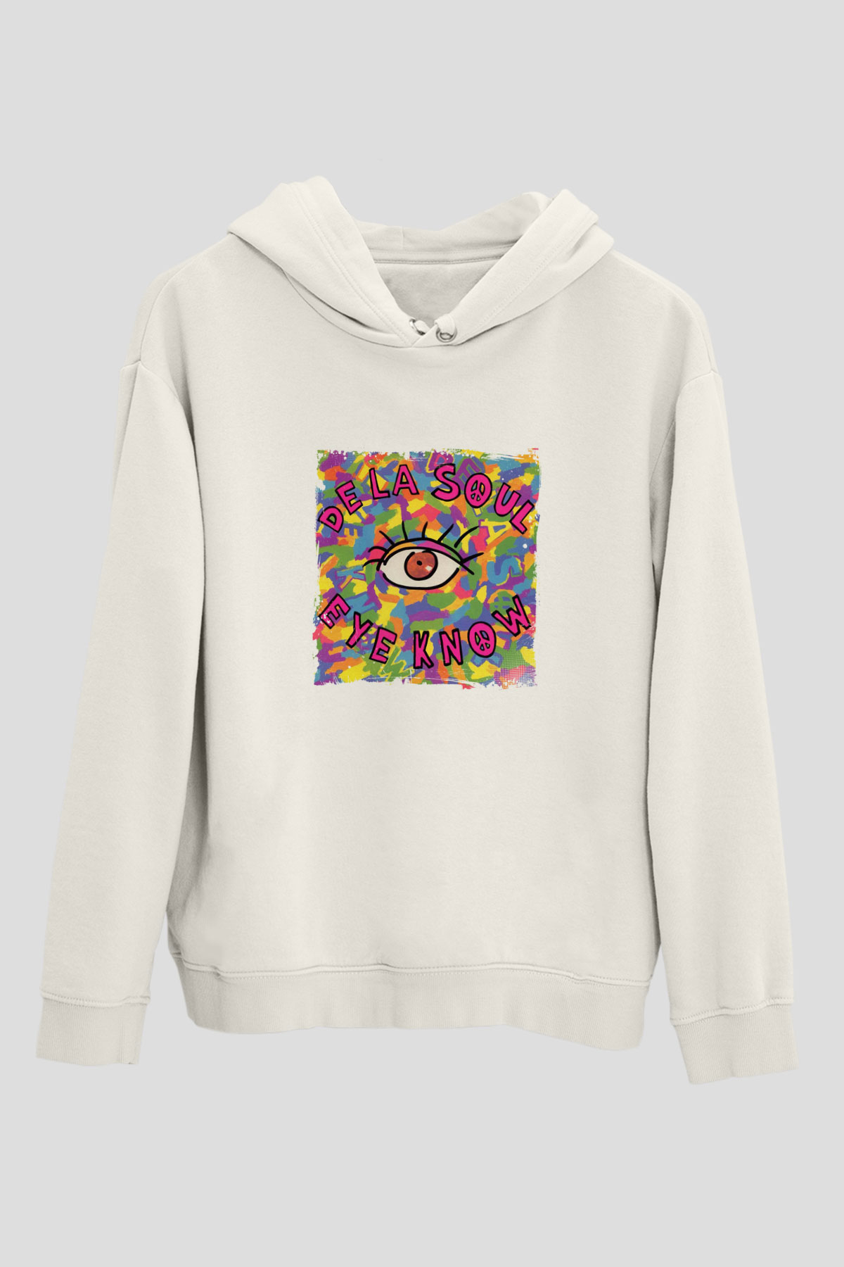 De La Soul Baskılı Unisex Beyaz Kapüşonlu Sweatshirt