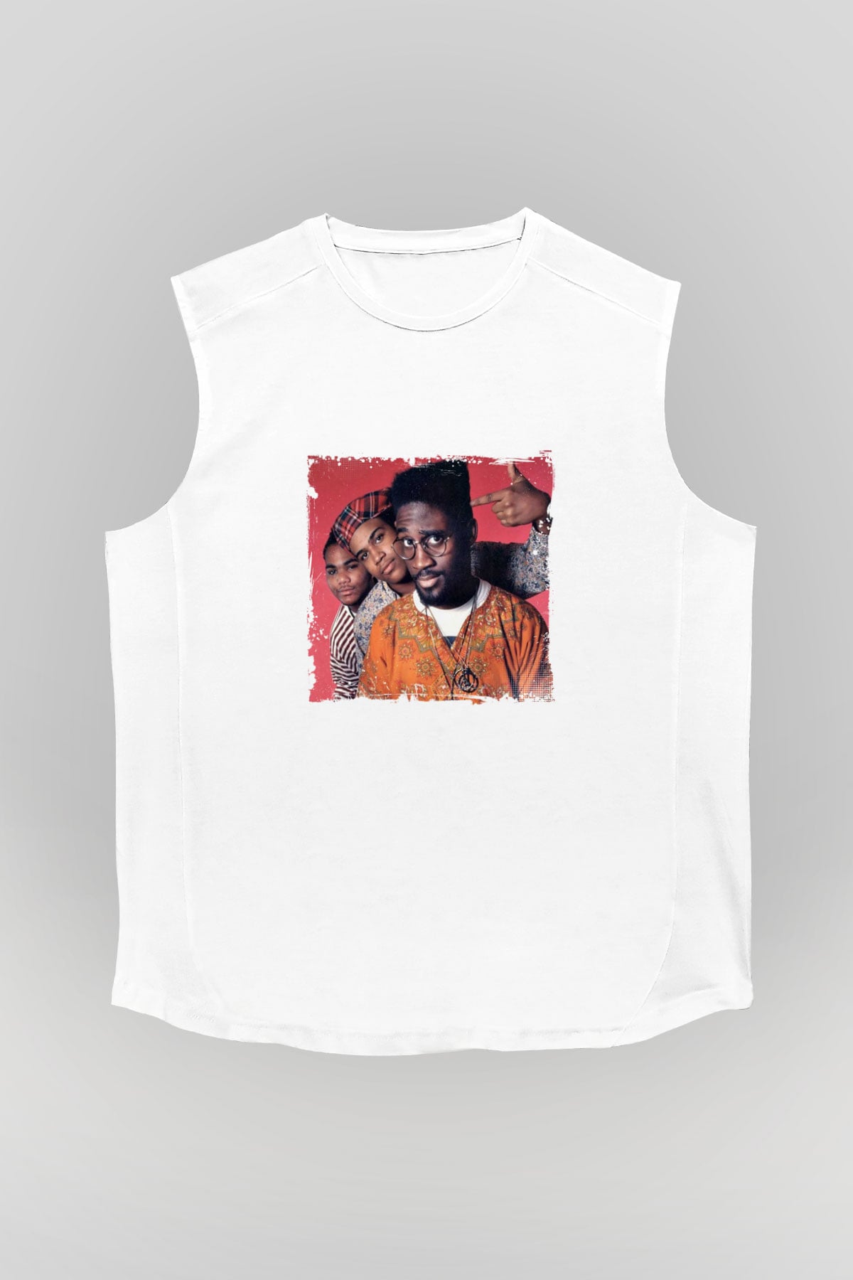 De La Soul Baskılı Unisex Beyaz Kolsuz Tişört