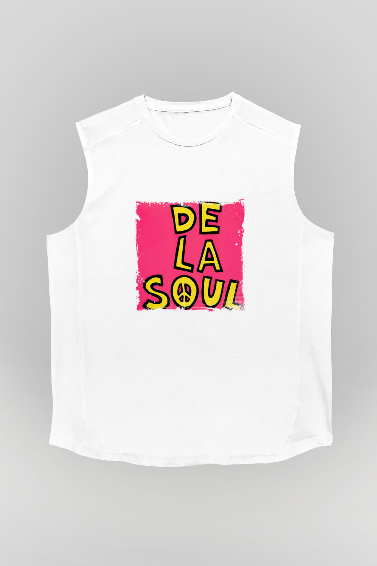De La Soul Baskılı Unisex Beyaz Kolsuz Tişört