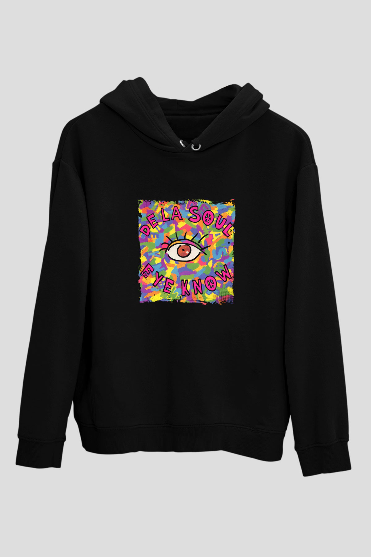 De La Soul Baskılı Unisex Siyah Hoodie