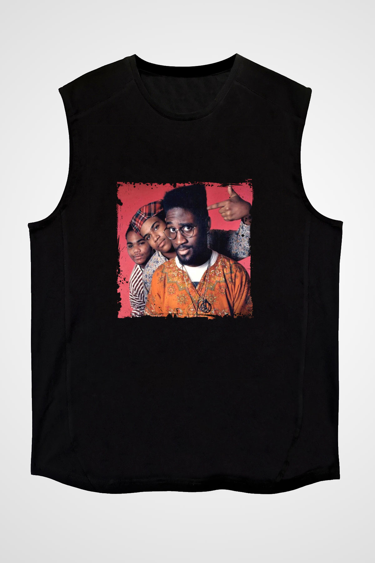 De La Soul Baskılı Unisex Siyah Kolsuz Tişört