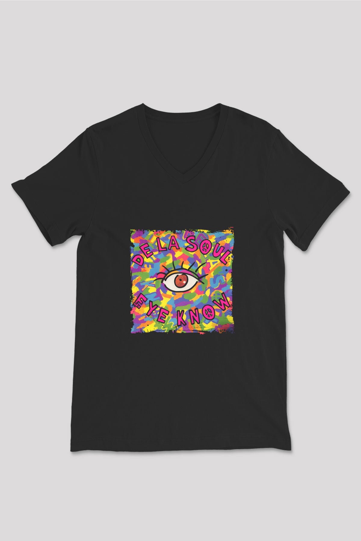 De La Soul Baskılı Unisex Siyah V Yaka Tişört