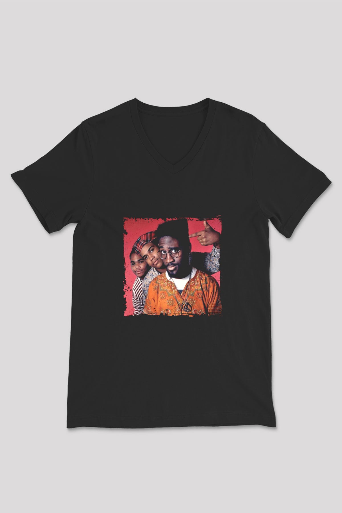 De La Soul Baskılı Unisex Siyah V Yaka Tişört