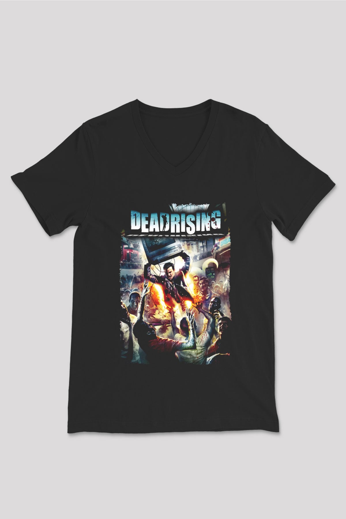Dead Rising Siyah Unisex V Yaka Tişört