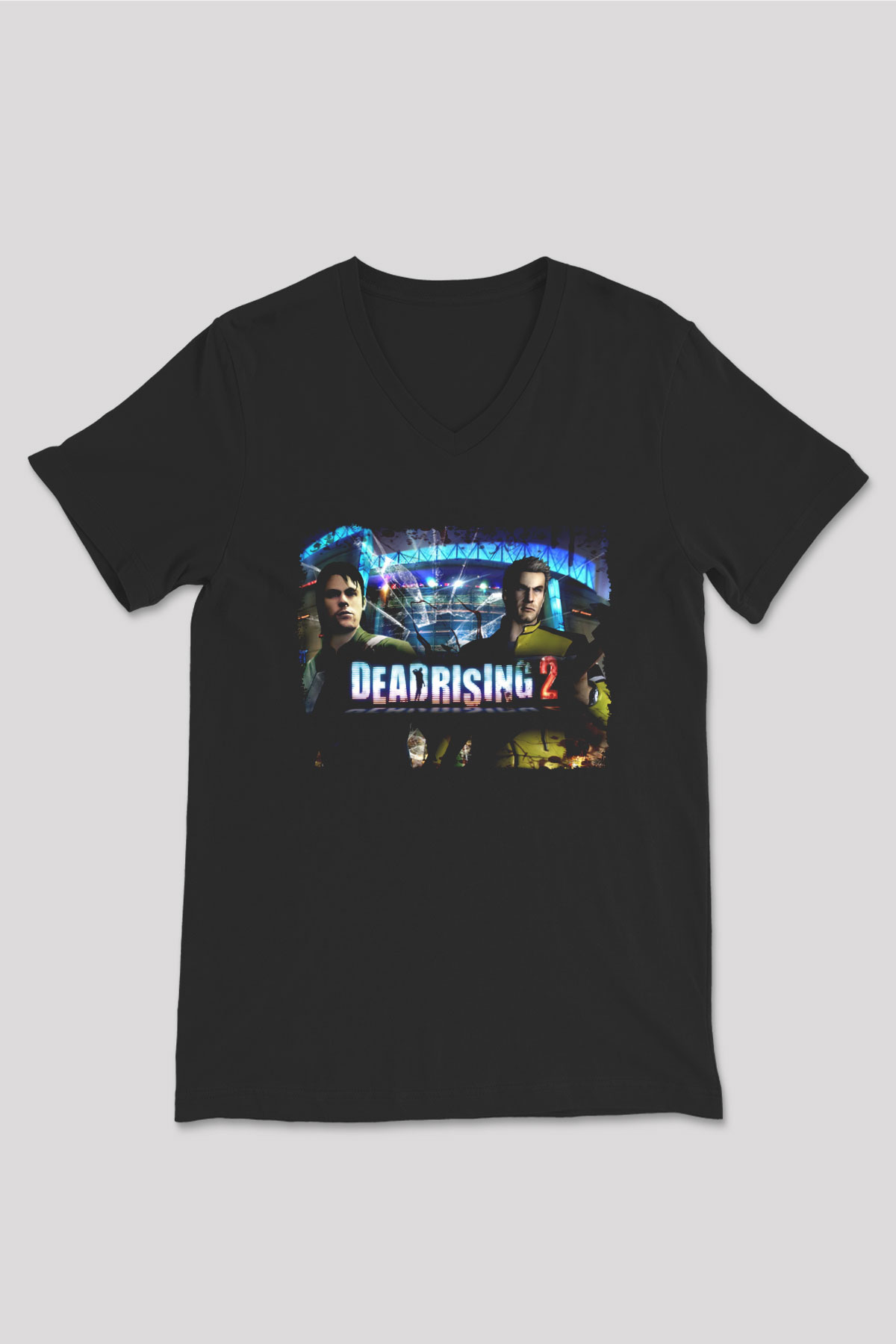 Dead Rising Siyah Unisex V Yaka Tişört