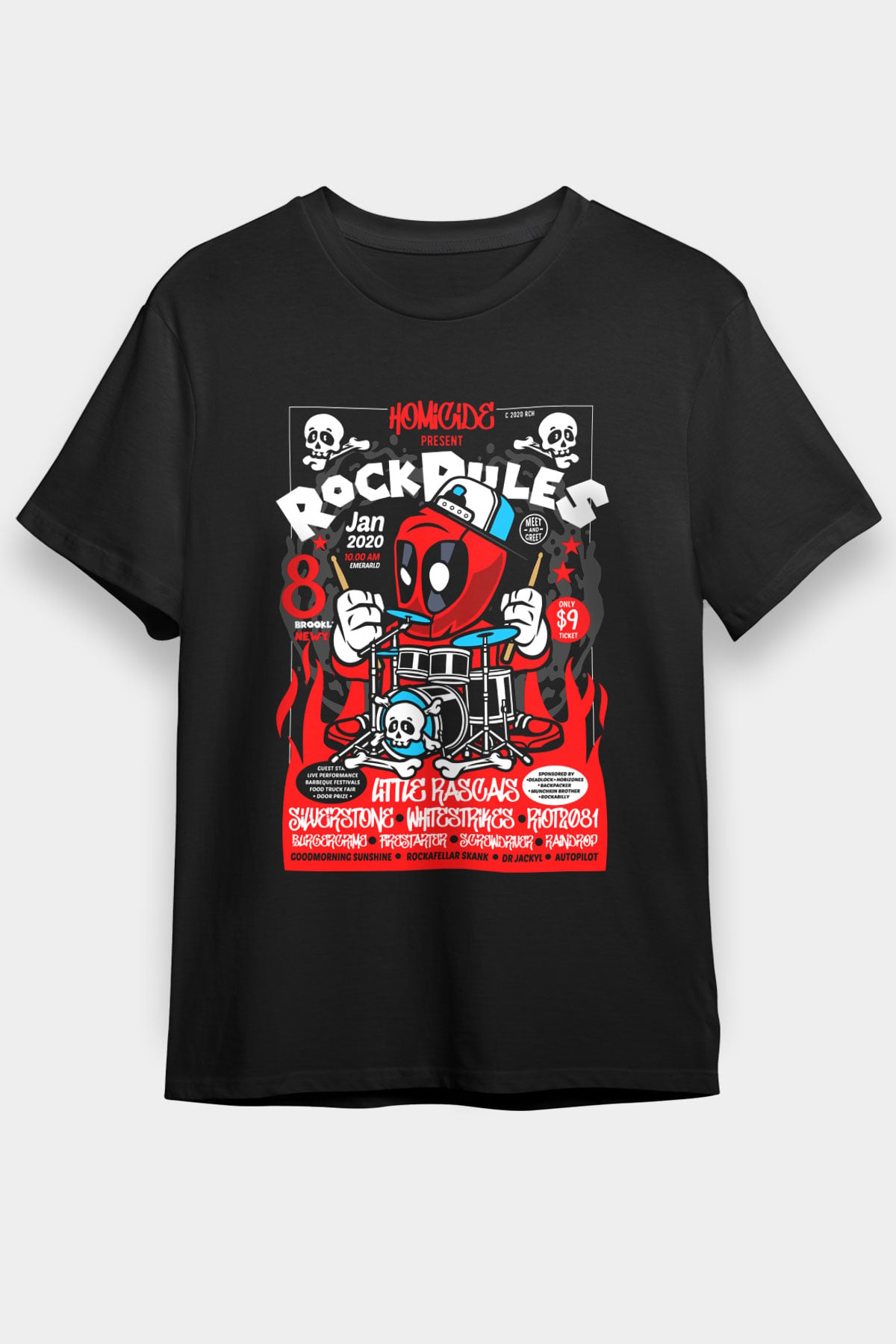 Dead Rock Poster Baskılı Unisex Siyah Tişört