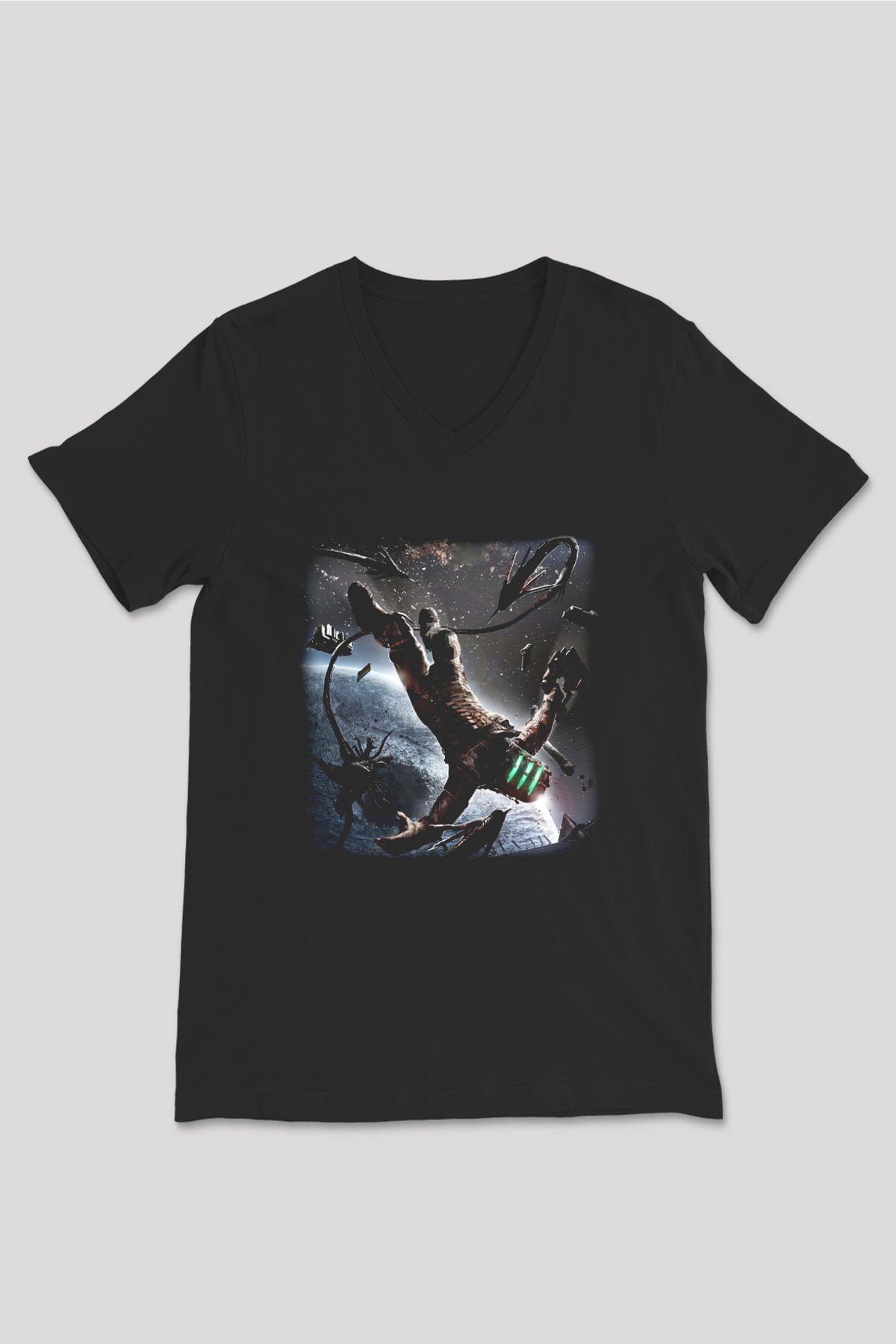 Dead Space Siyah Unisex V Yaka Tişört T-Shirt