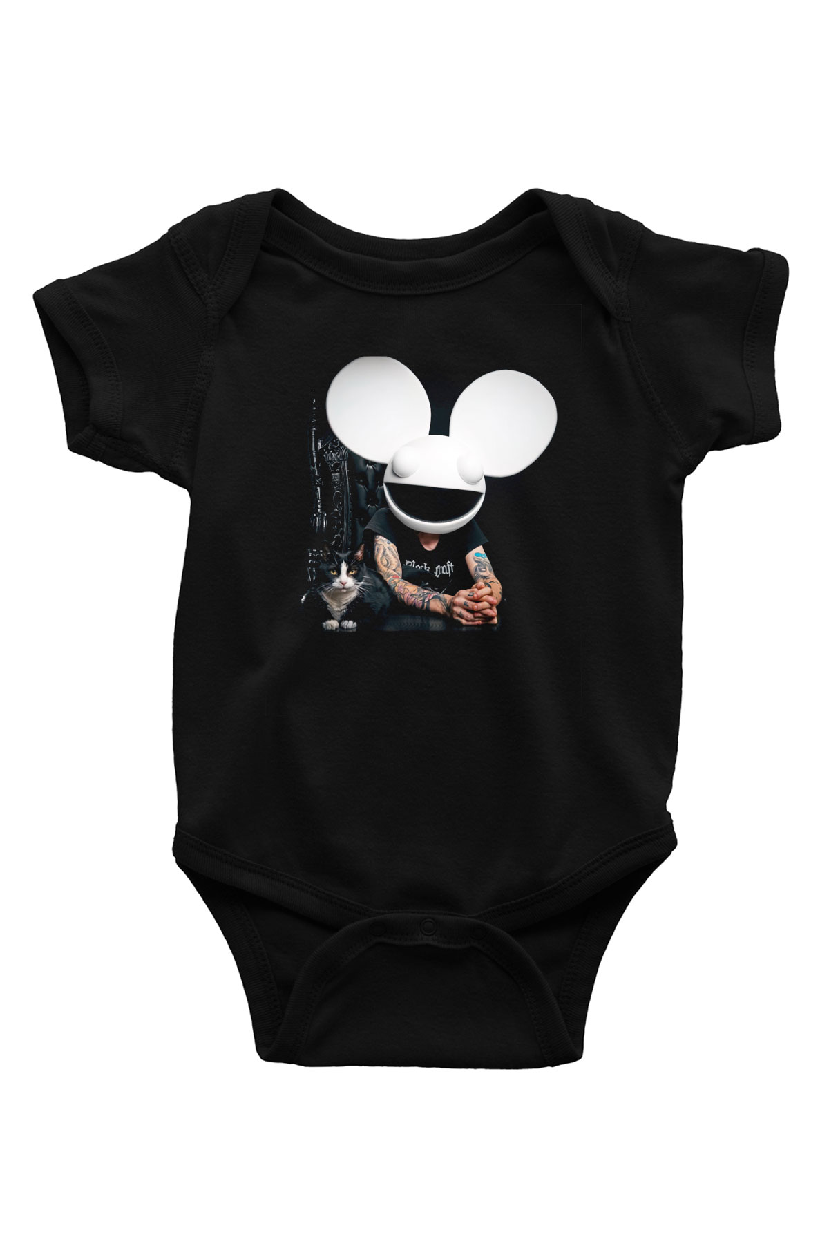 Deadmau5 Baskılı Siyah Bebek Body - Zıbın