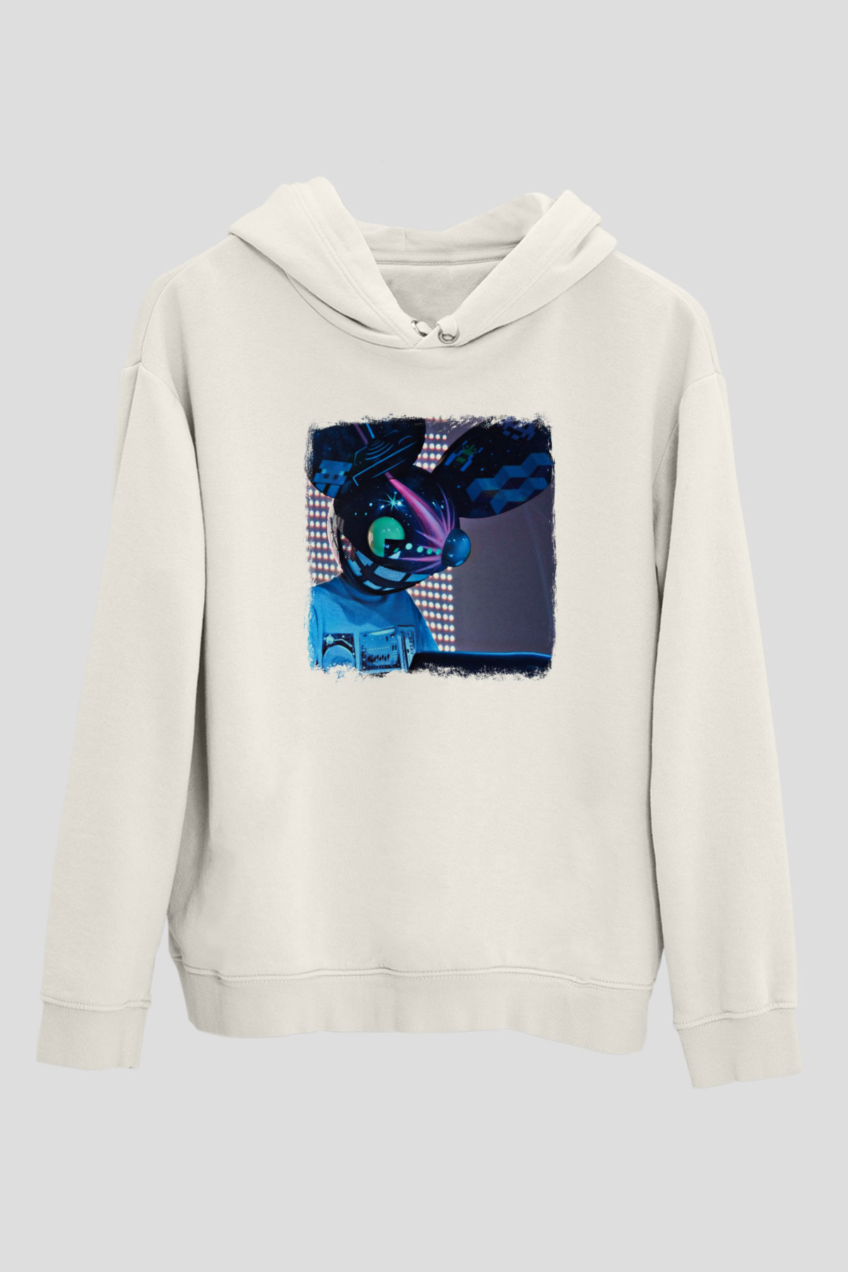 Deadmau5 Baskılı Unisex Beyaz Hoodie