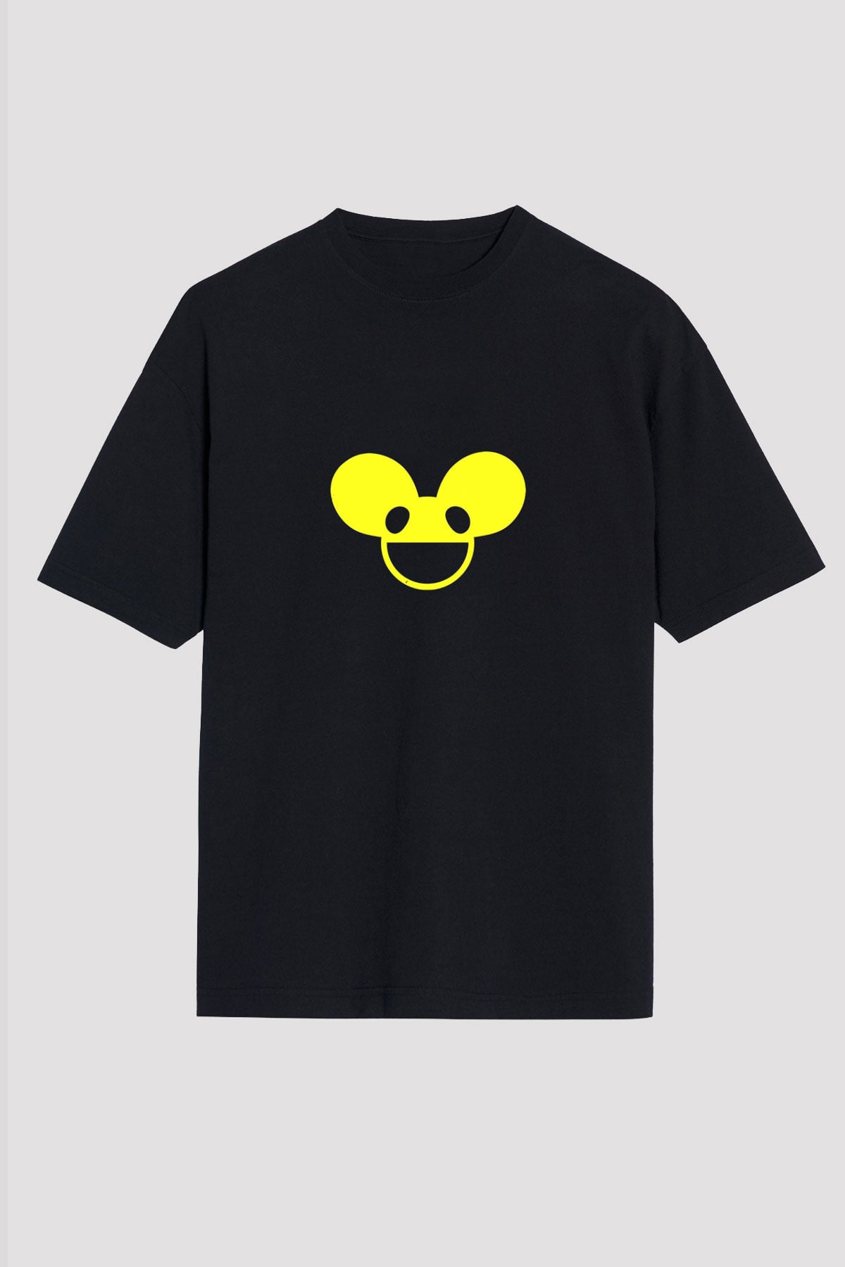 Deadmau5 Baskılı Unisex Oversize Siyah Tişört