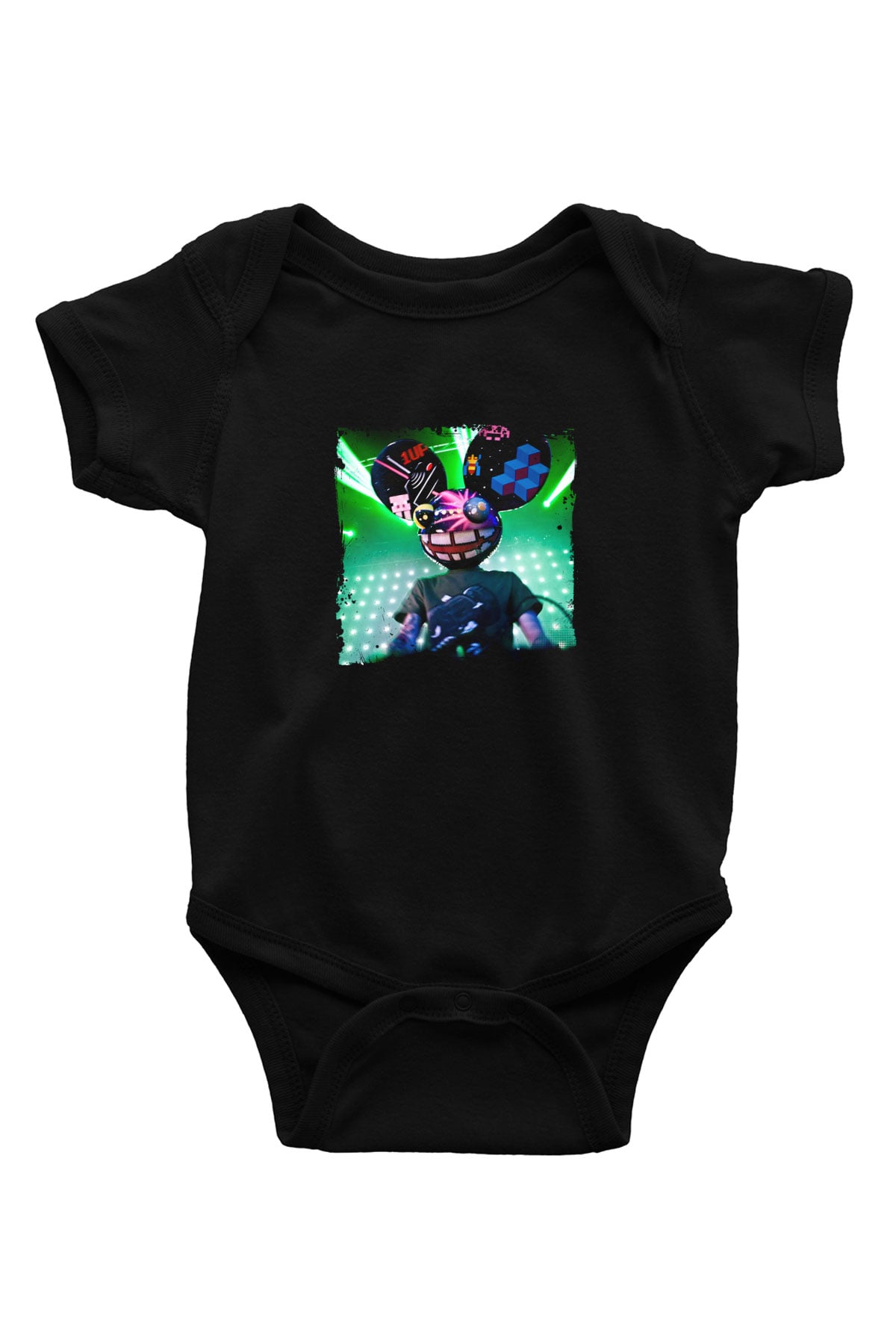 Deadmau5 Baskılı Unisex Siyah Bebek Body - Zıbın