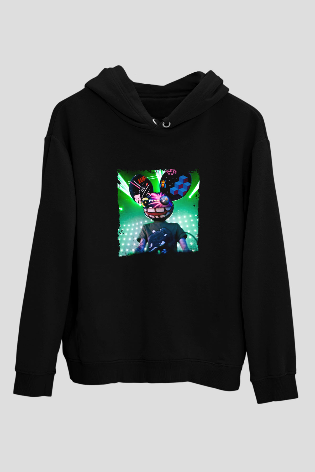 Deadmau5 Baskılı Unisex Siyah Hoodie