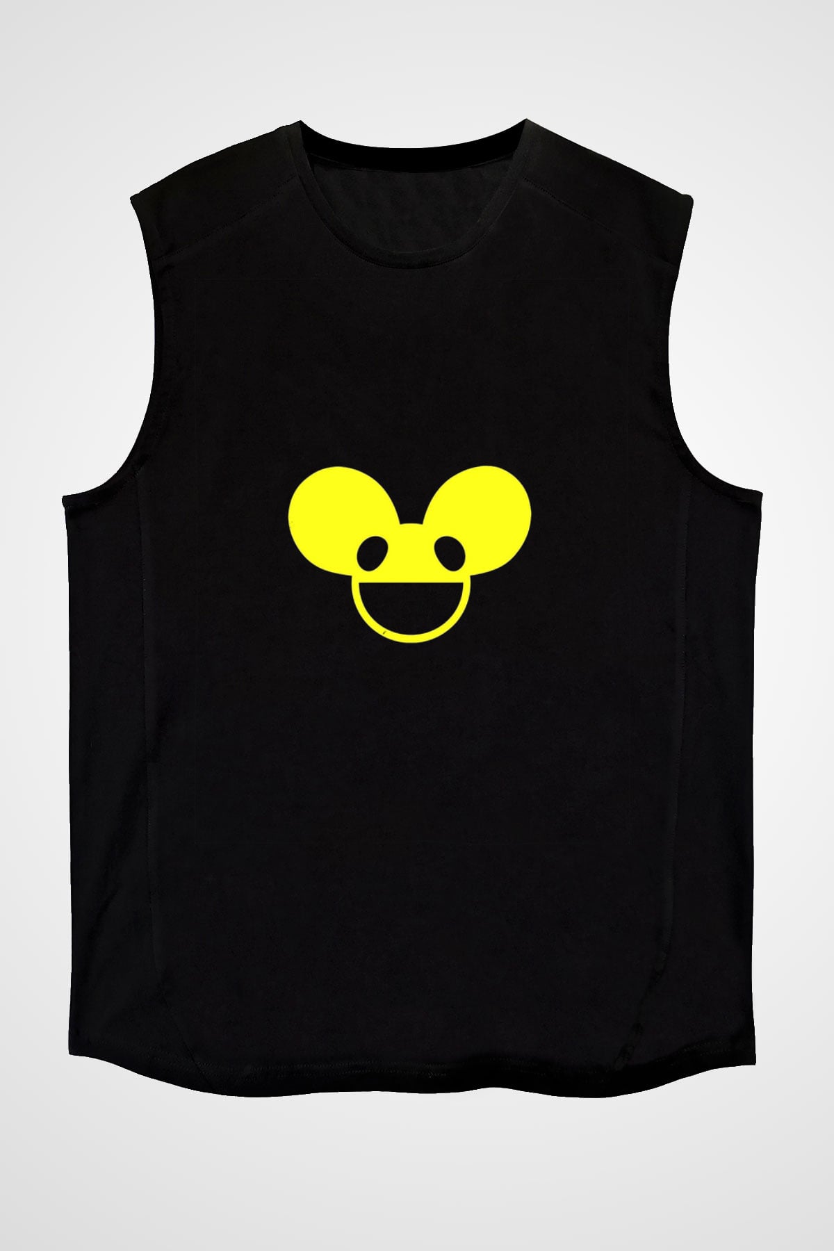Deadmau5 Baskılı Unisex Siyah Kolsuz Tişört