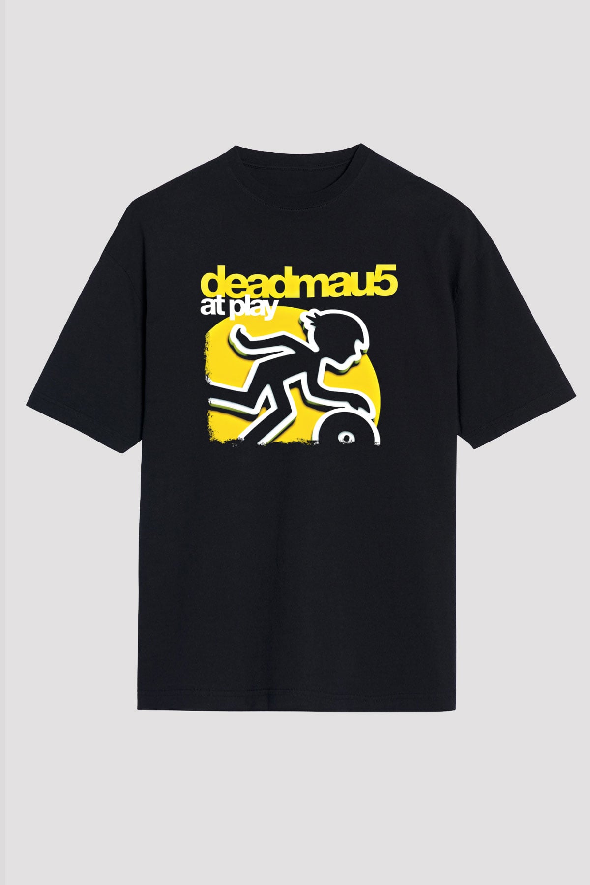 Deadmau5 Baskılı Unisex Siyah Oversize Tişört