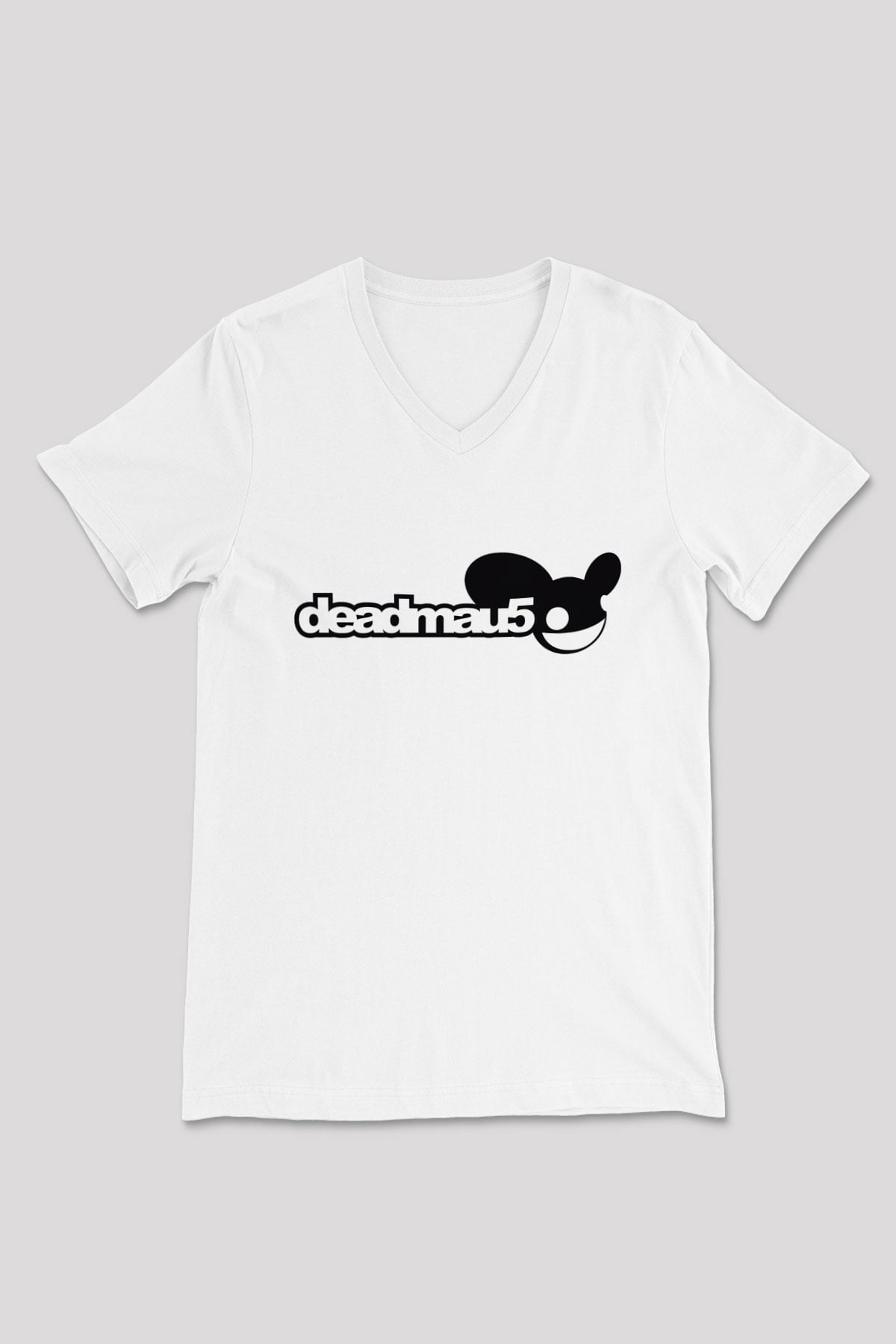 Deadmau5 Beyaz Unisex V Yaka Tişört T-Shirt