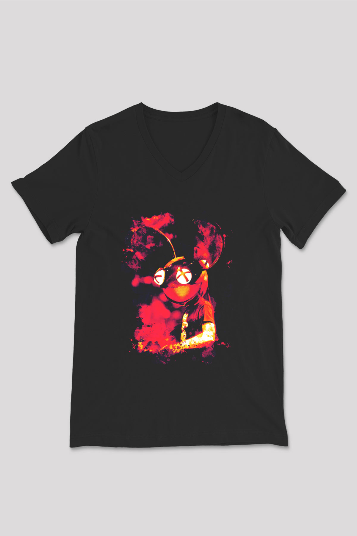 Deadmau5 Siyah Unisex V Yaka Tişört