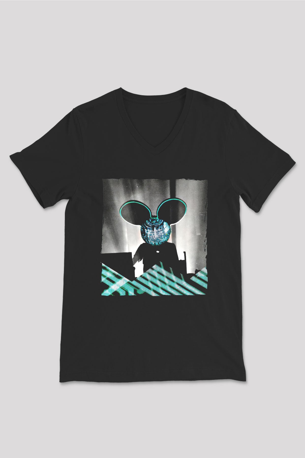 Deadmau5 Siyah Unisex V Yaka Tişört