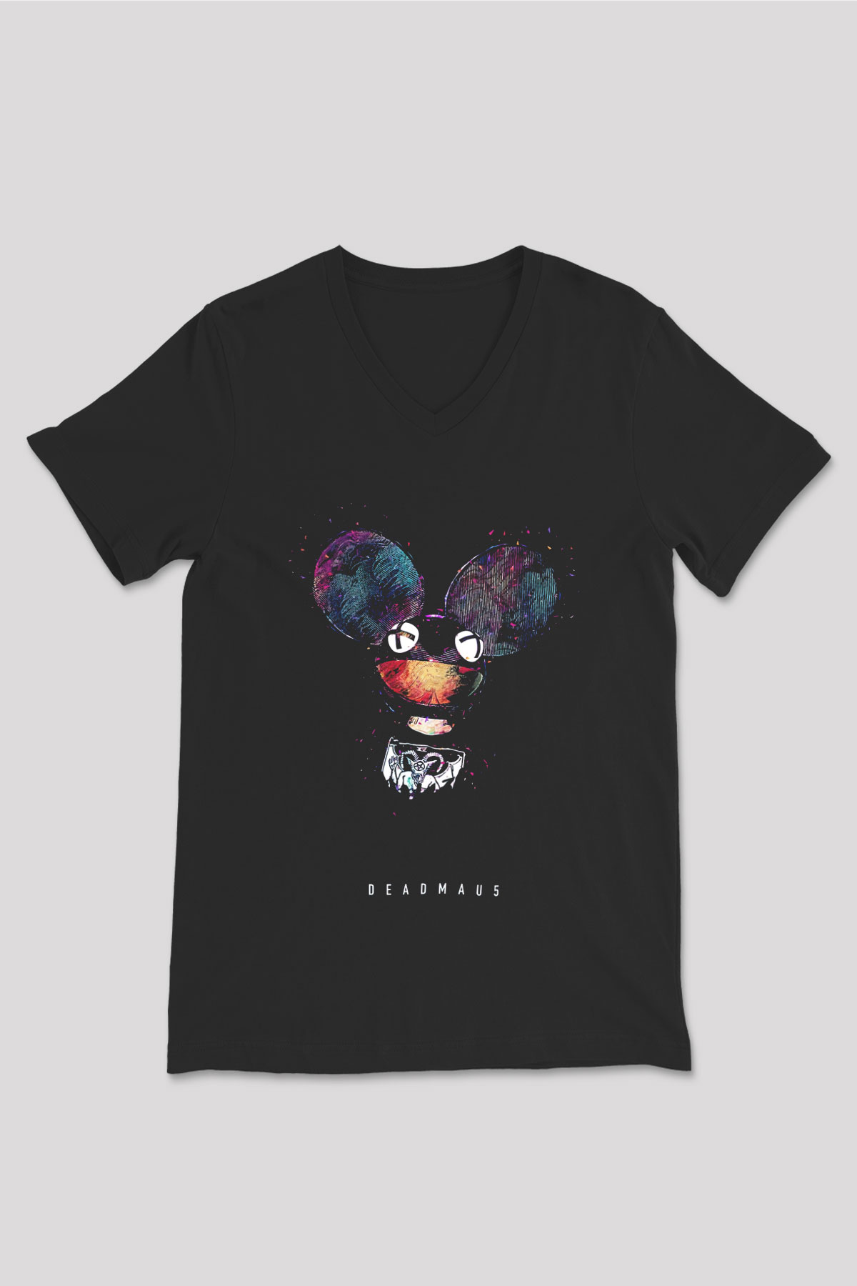 Deadmau5 Siyah Unisex V Yaka Tişört