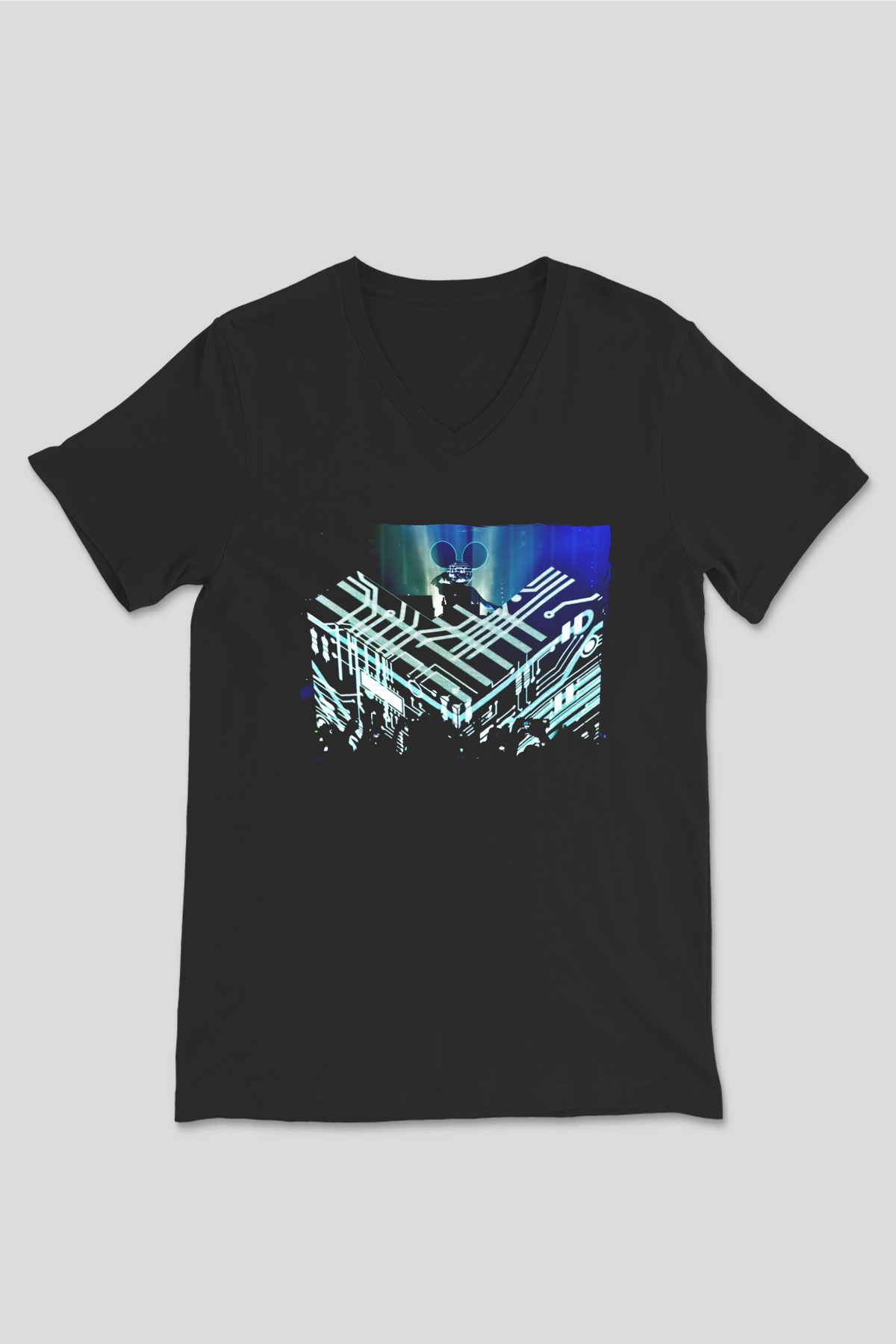 Deadmau5 Siyah Unisex V Yaka Tişört