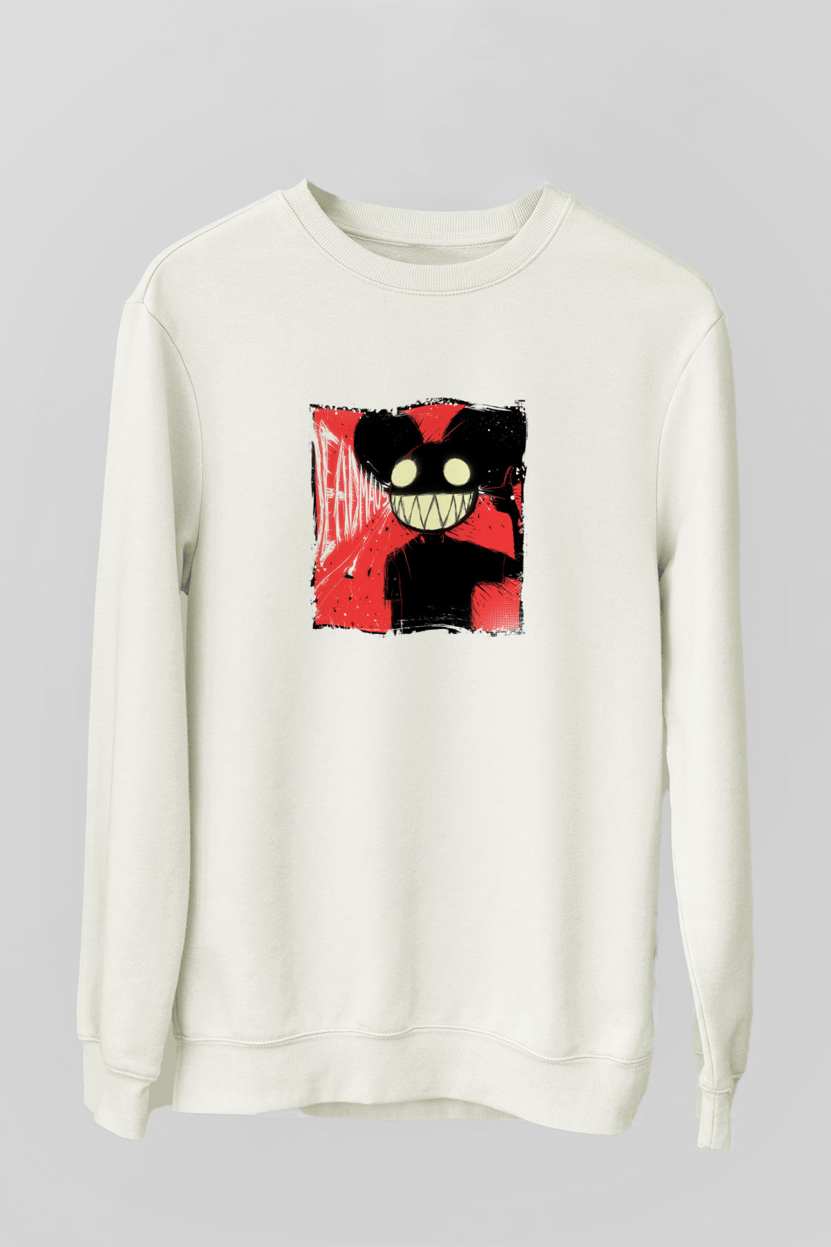 Deadmau5Baskılı Beyaz Sweatshirt