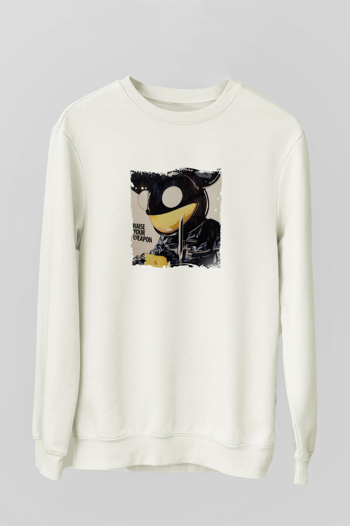 Deadmau5Baskılı Beyaz Sweatshirt