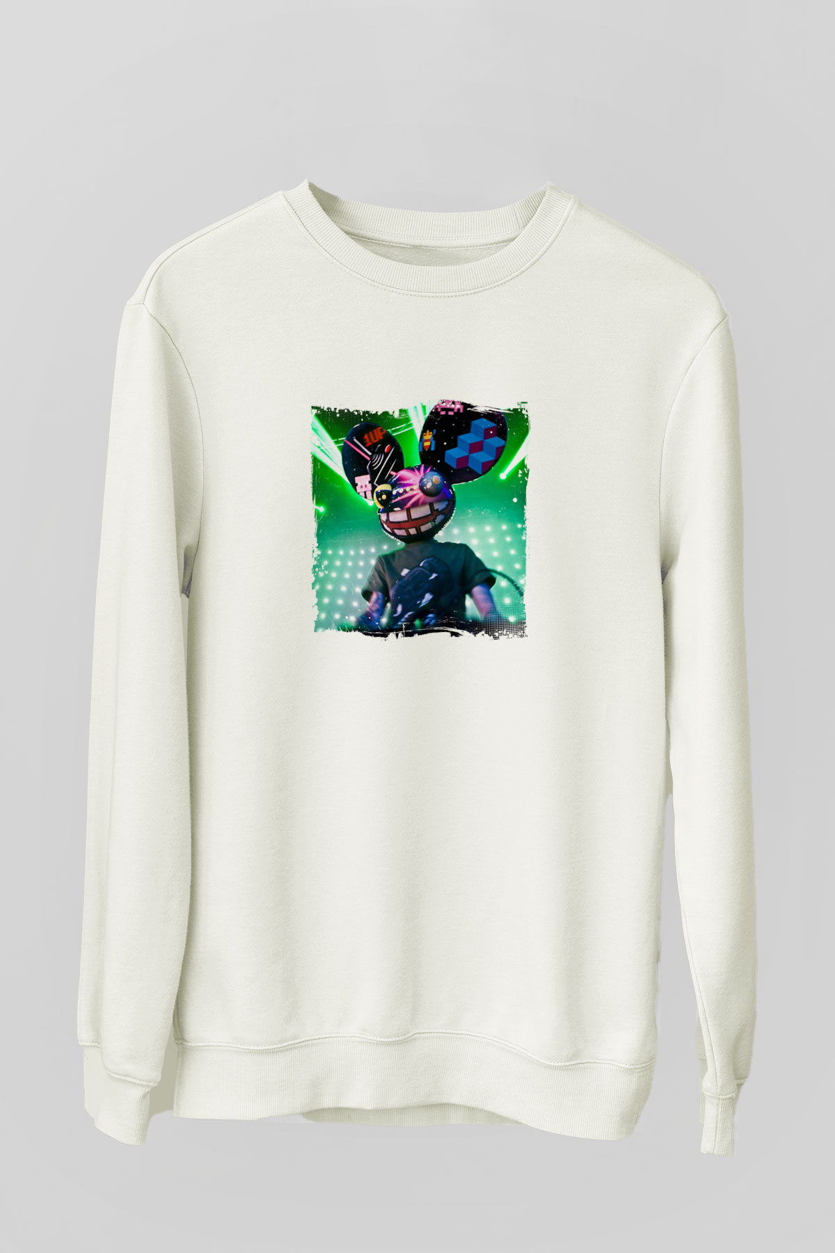 Deadmau5Baskılı Beyaz Sweatshirt