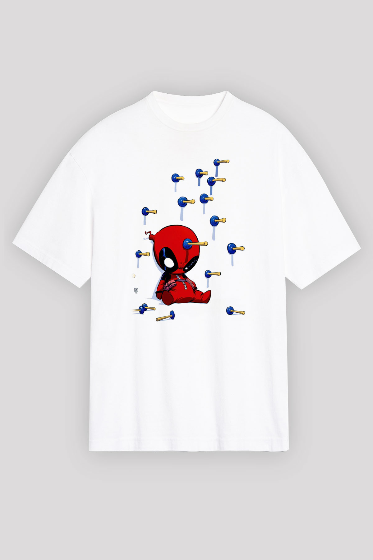 Deadpool Baskılı Unisex Beyaz Tişört