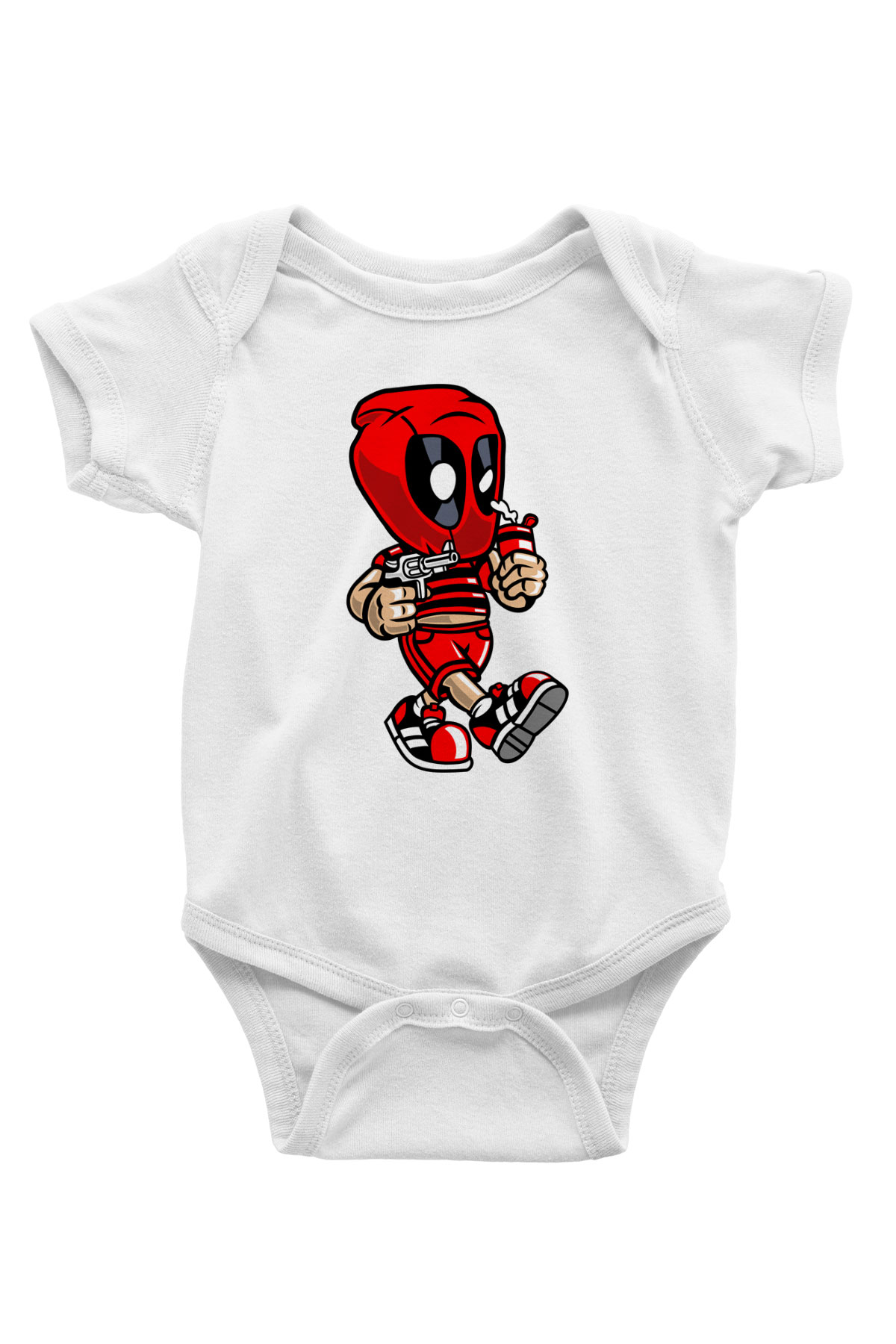 Deadpool Bastard Baskılı Unisex Beyaz Bebek Body - Zıbın