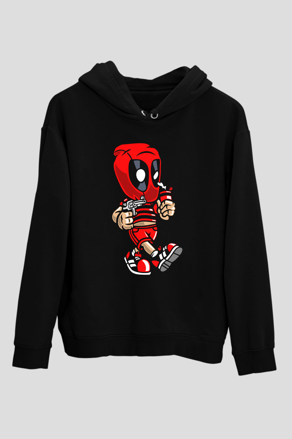 Deadpool Bastard Baskılı Unisex Siyah Hoodie