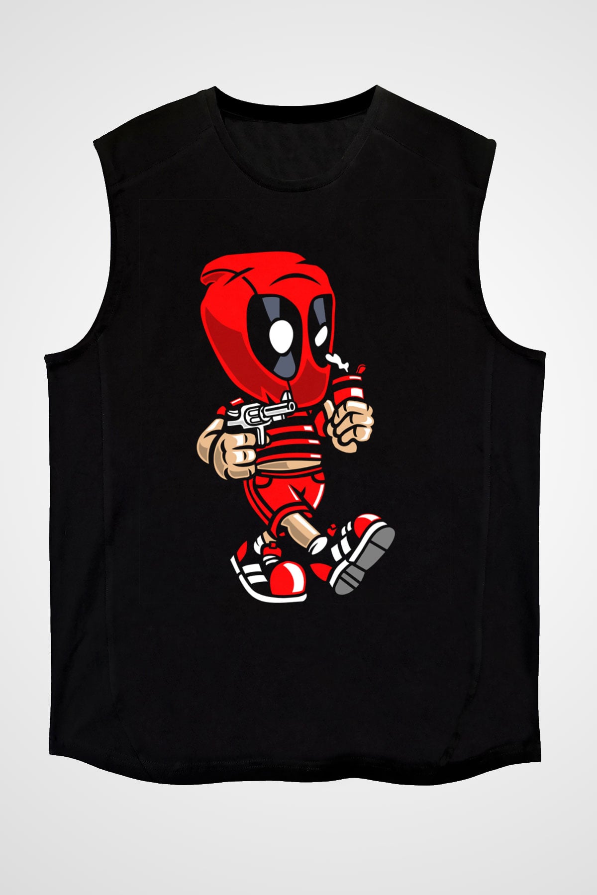 Deadpool Bastard Baskılı Unisex Siyah Kolsuz Tişört