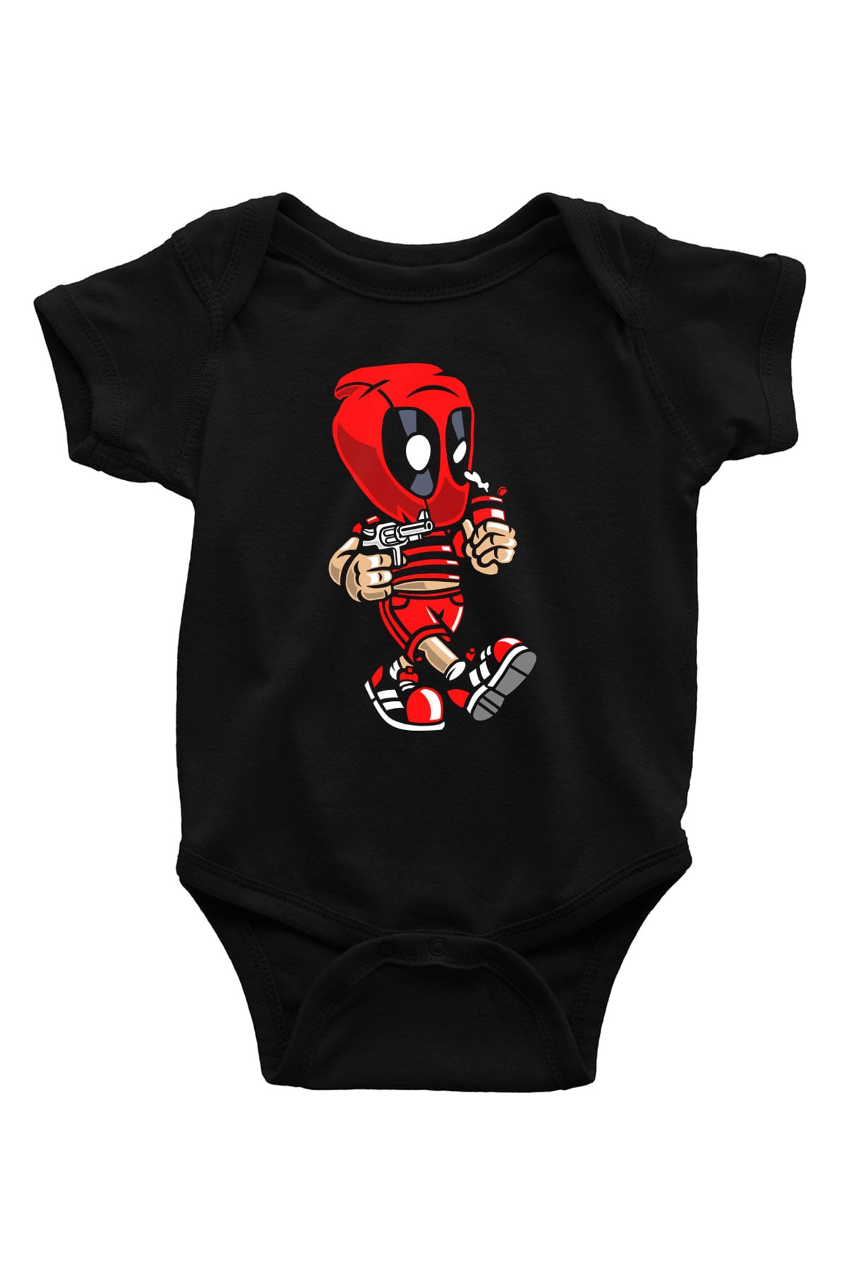 Deadpool Bastard Baskılı Unisex Siyah Bebek Body - Zıbın
