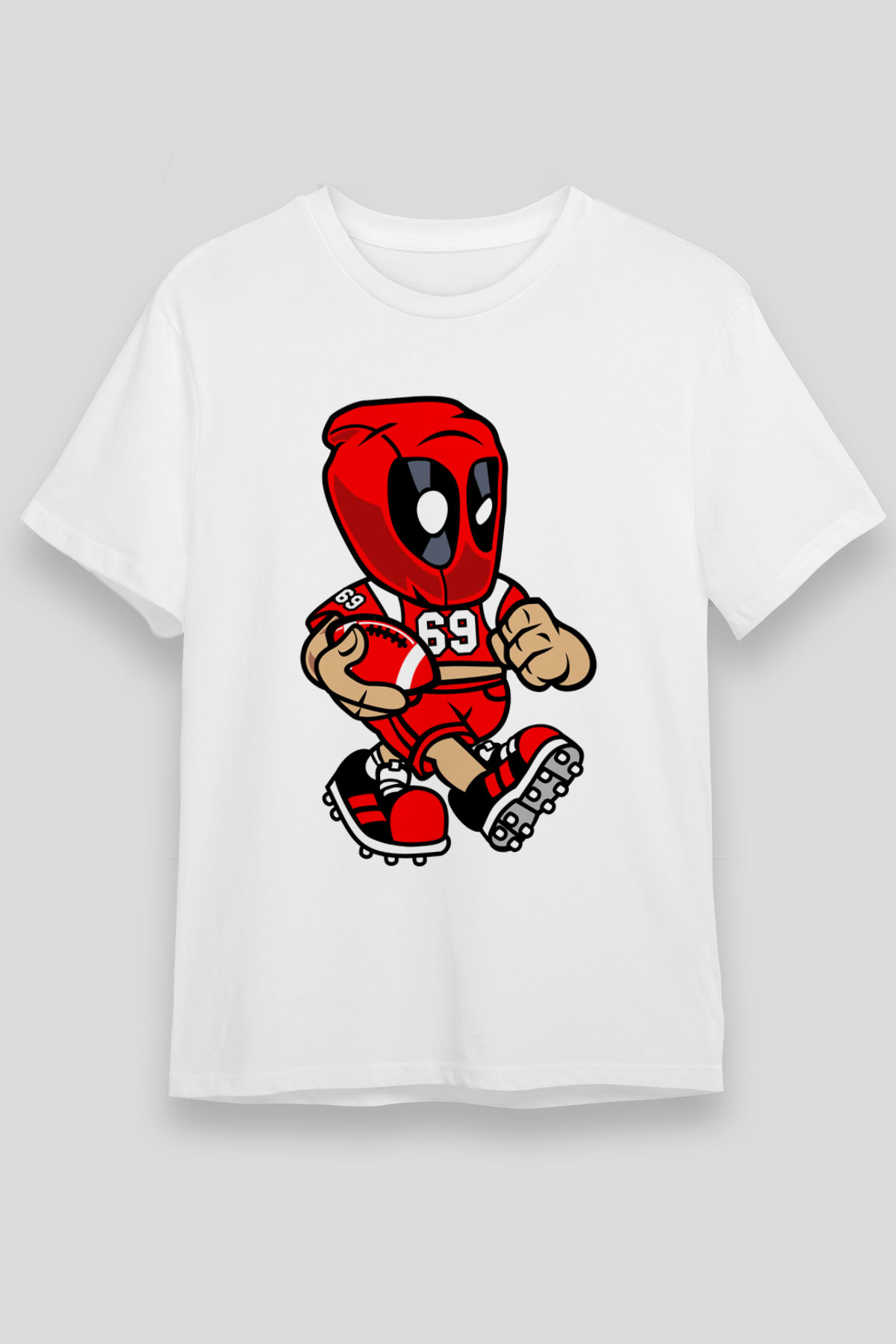 Deadpool Football Baskılı Unisex Beyaz Tişört
