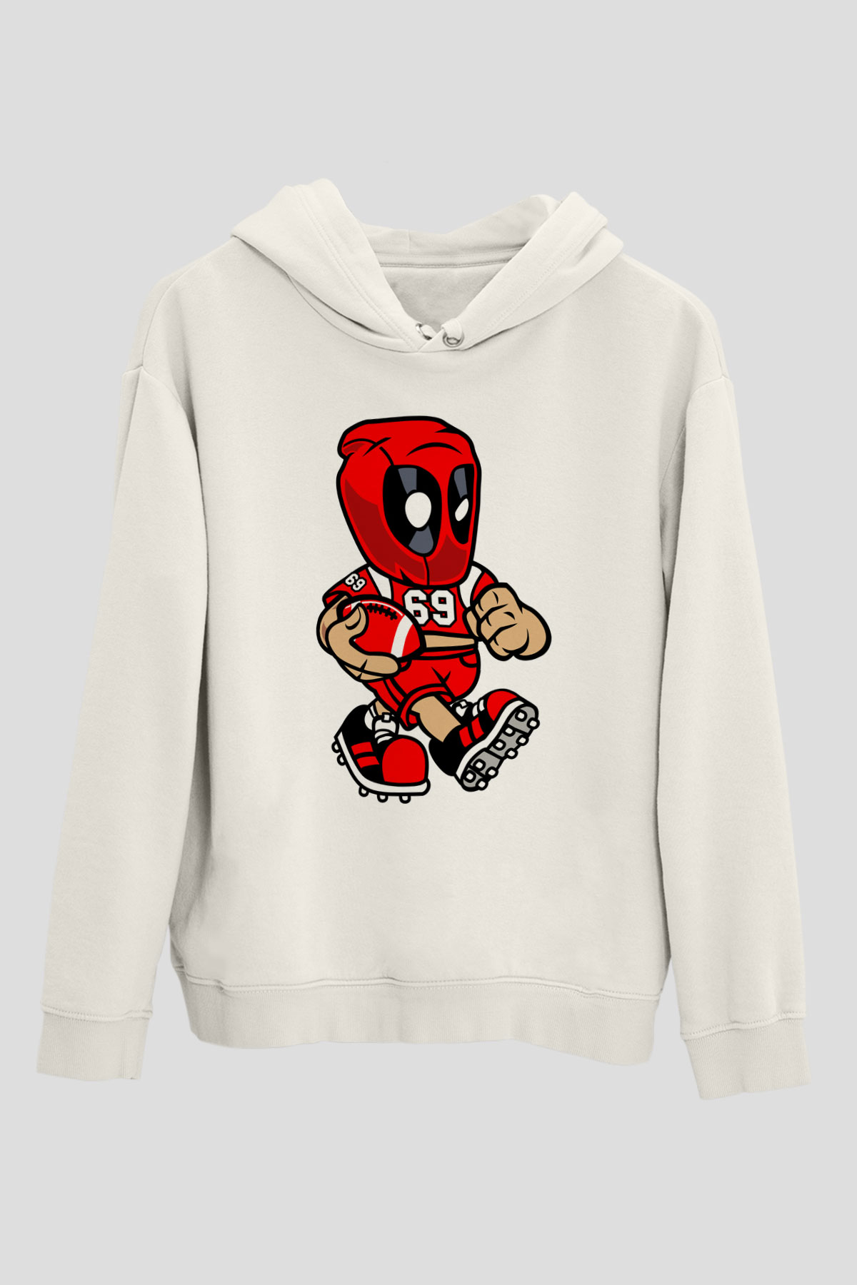 Deadpool Football Baskılı Unisex Beyaz Hoodie