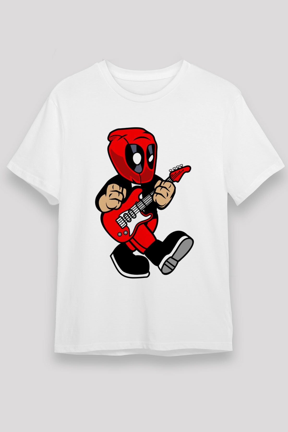 Deadpool Rockstar Baskılı Unisex Beyaz Tişört