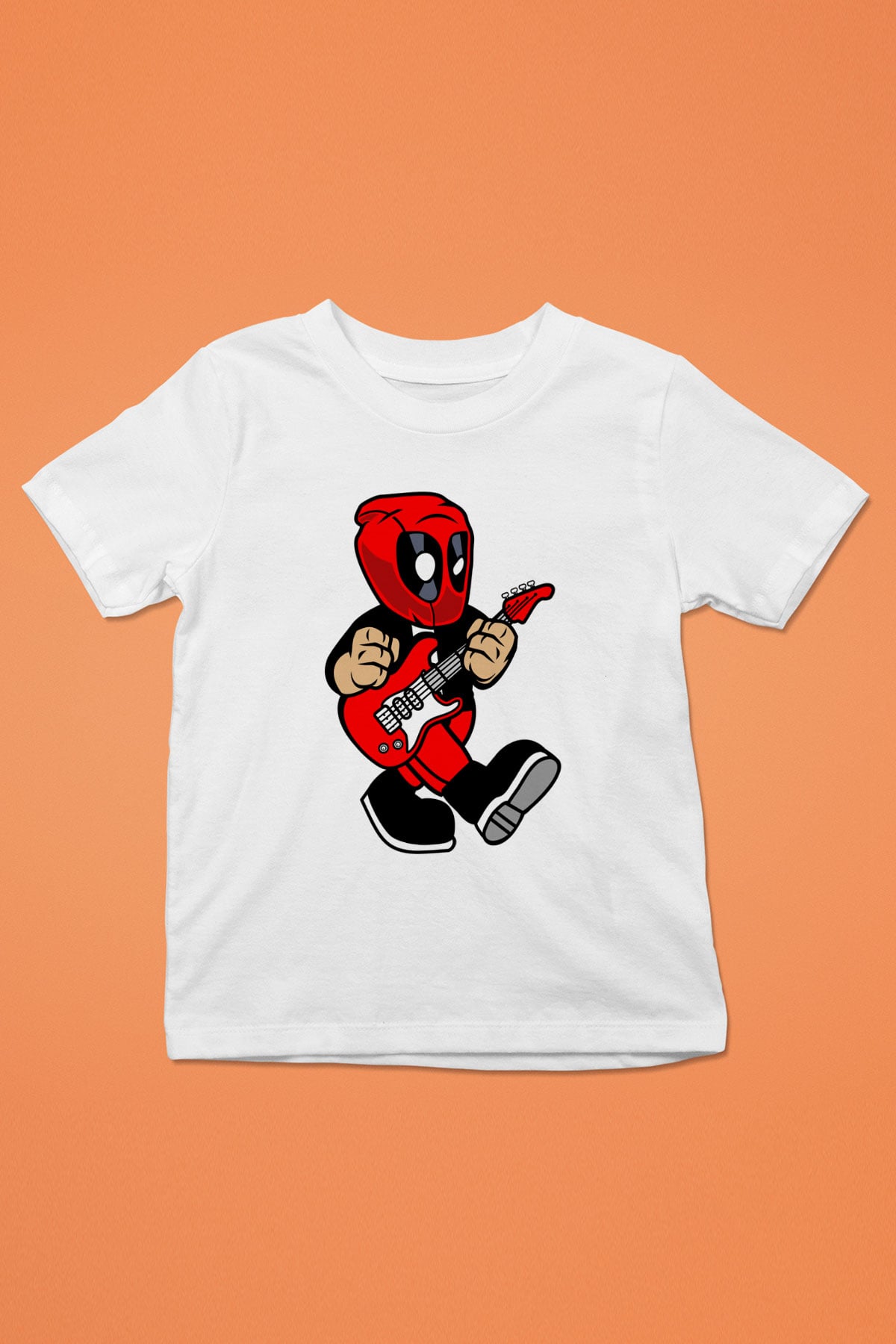 Deadpool Rockstar Baskılı Unisex Beyaz Çocuk Tişört
