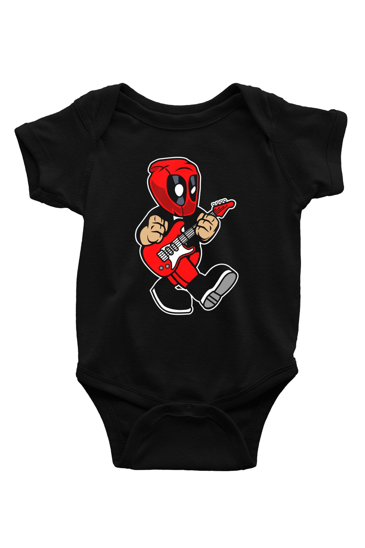 Deadpool Rockstar Baskılı Unisex Siyah Bebek Body - Zıbın
