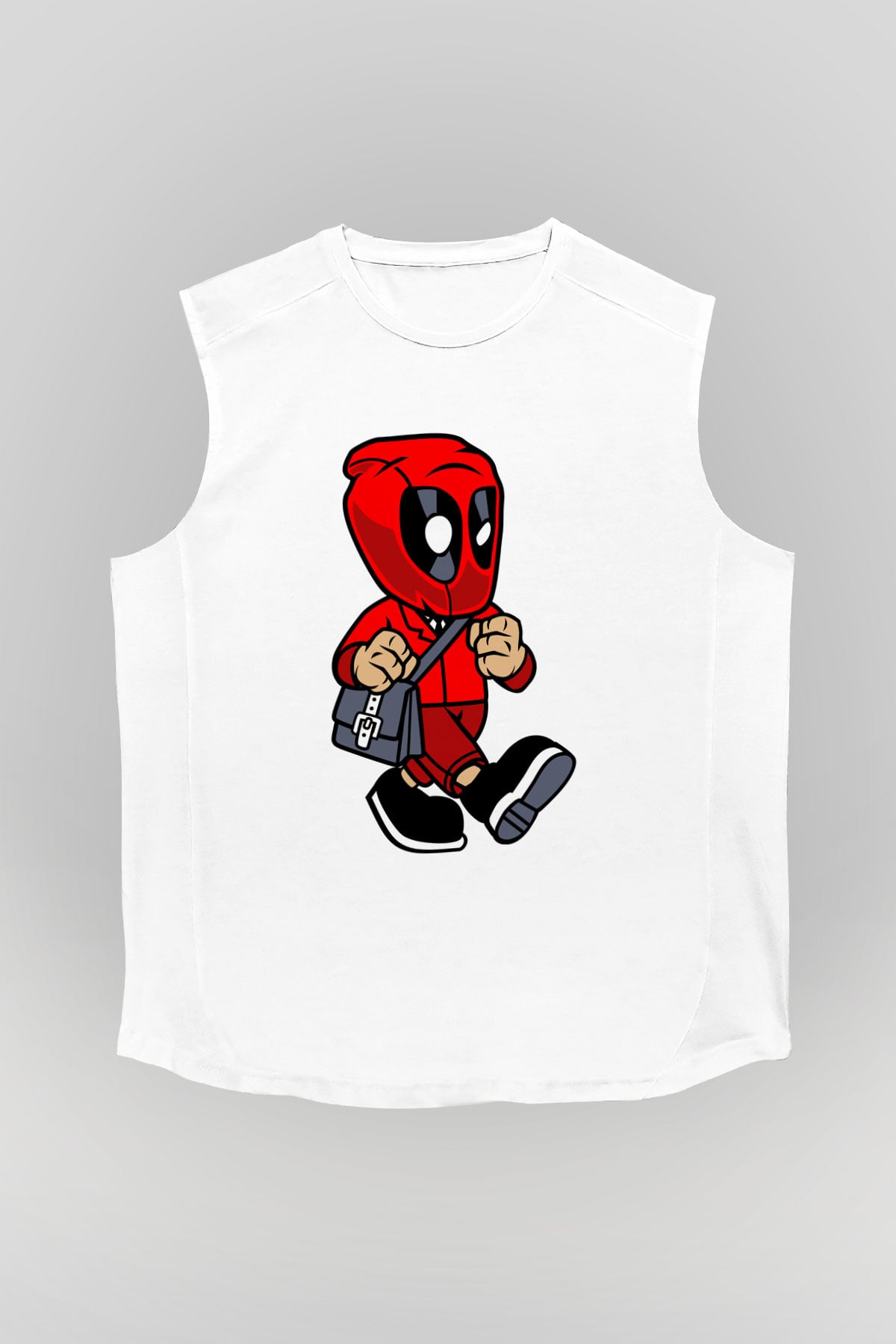 Deadpool Worker Baskılı Unisex Beyaz Kolsuz Tişört