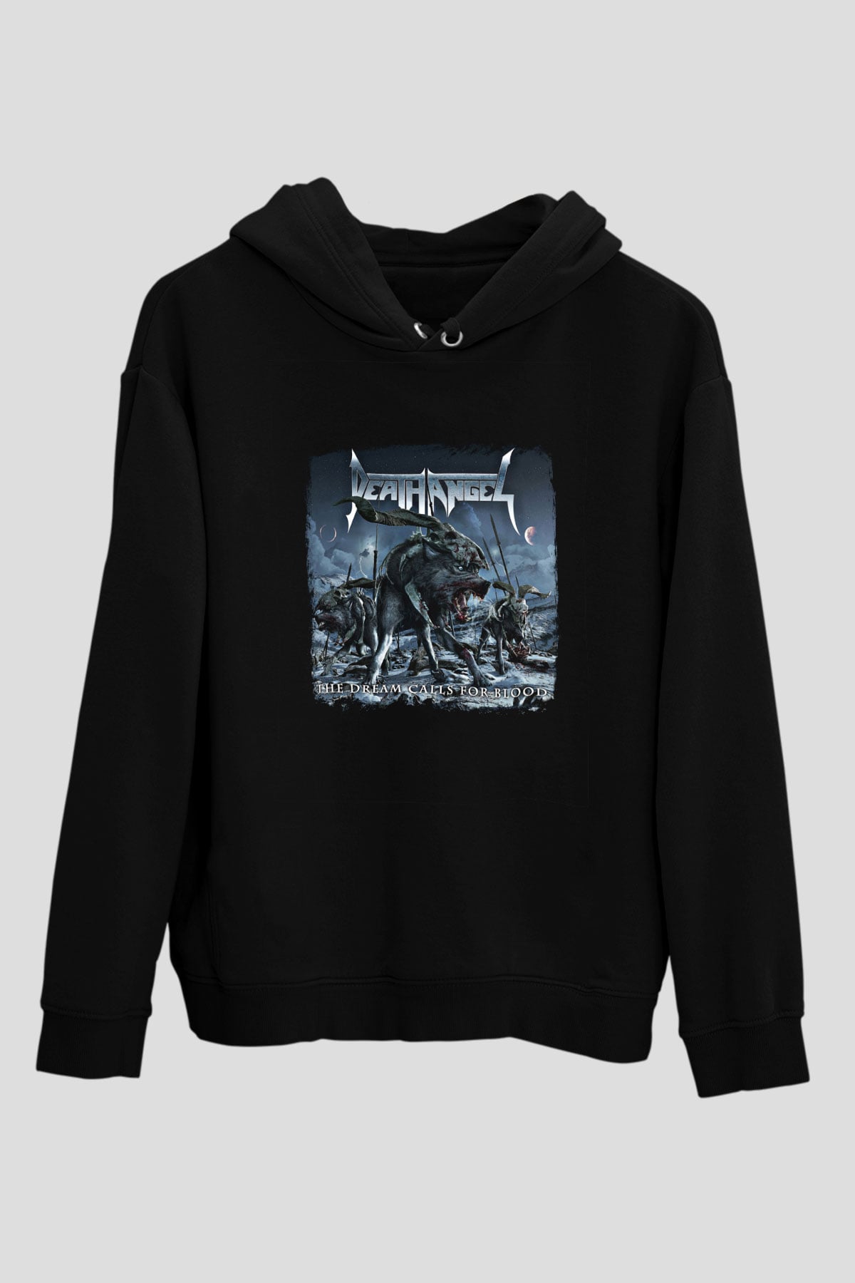 Death Angel Baskılı Unisex Siyah Hoodie
