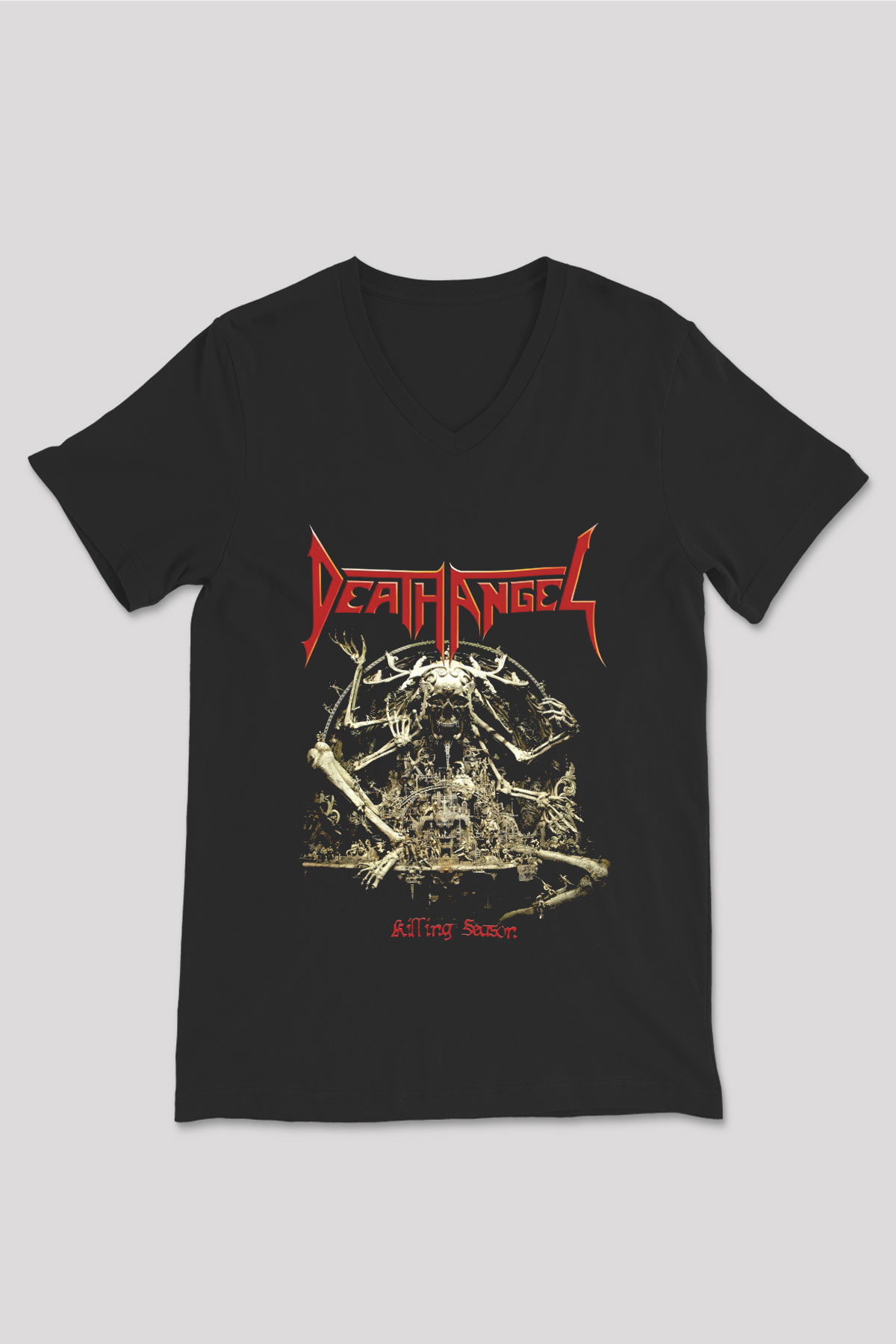 Death Angel Siyah Unisex V Yaka Tişört T-Shirt