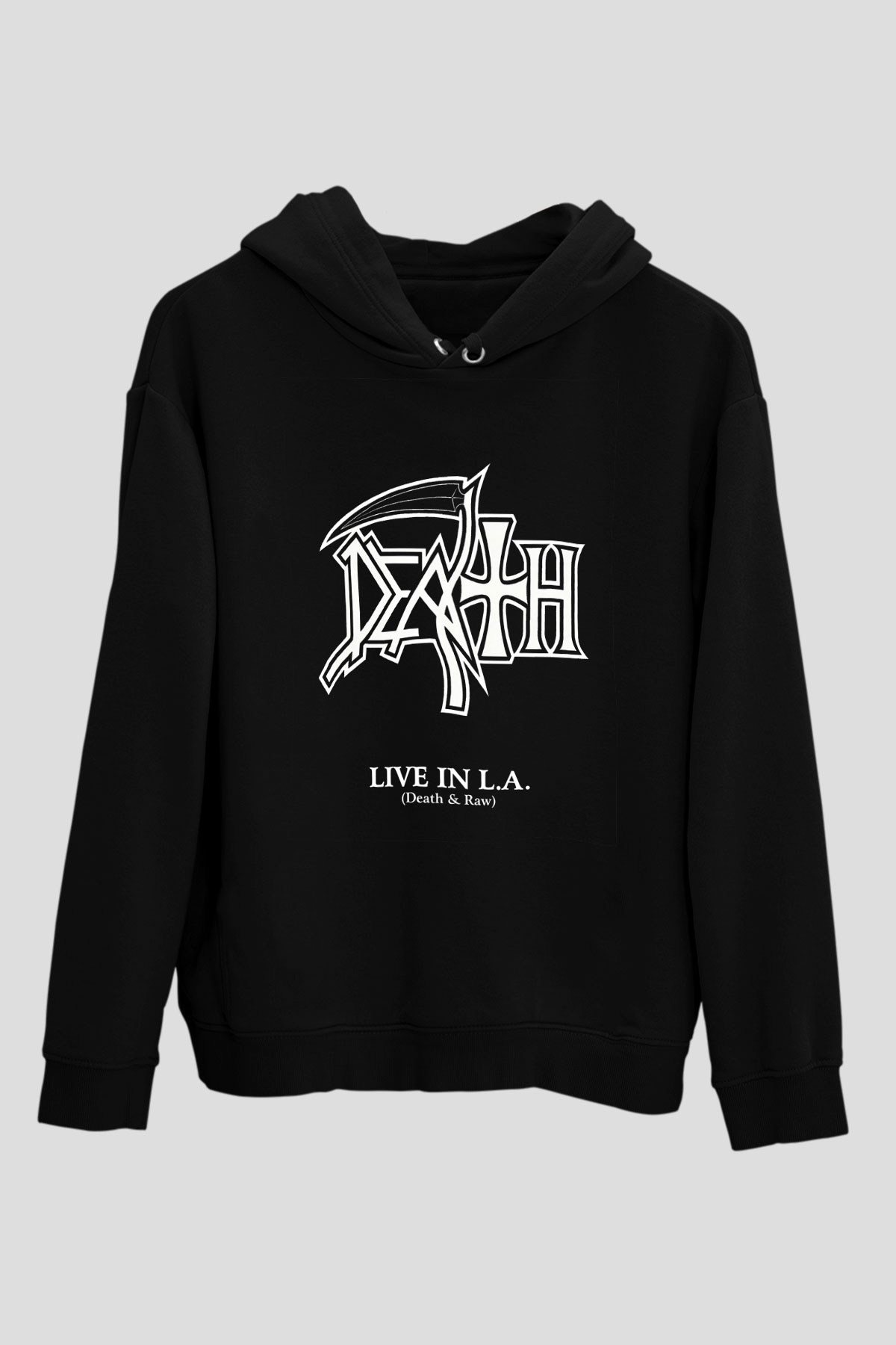 Death Baskılı Unisex Siyah Hoodie