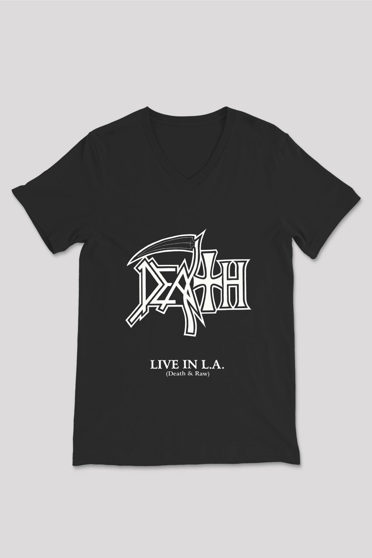 Death Baskılı Unisex Siyah V Yaka Tişört